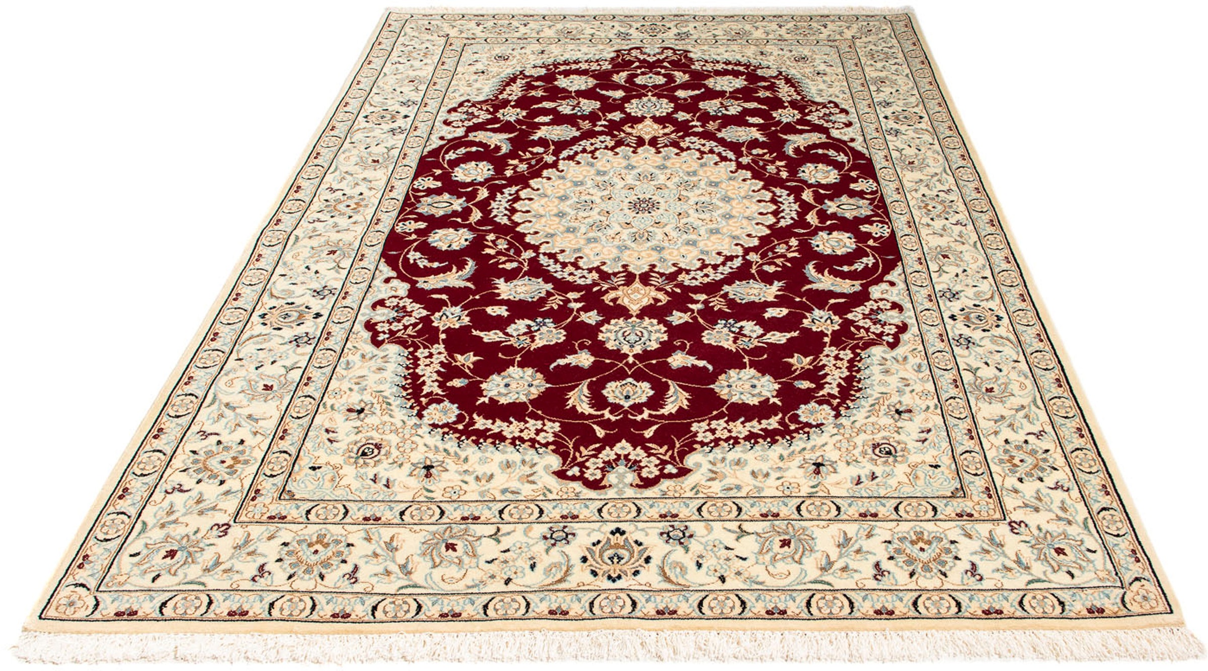 Image of morgenland Orientteppich »Perser - Nain - Royal - 236 x 157 cm - dunkelrot«, rechteckig, 10 mm Höhe, Wohnzimmer, Handgeknüpft, Einzelstück mit Zertifikat bei Ackermann Versand Schweiz