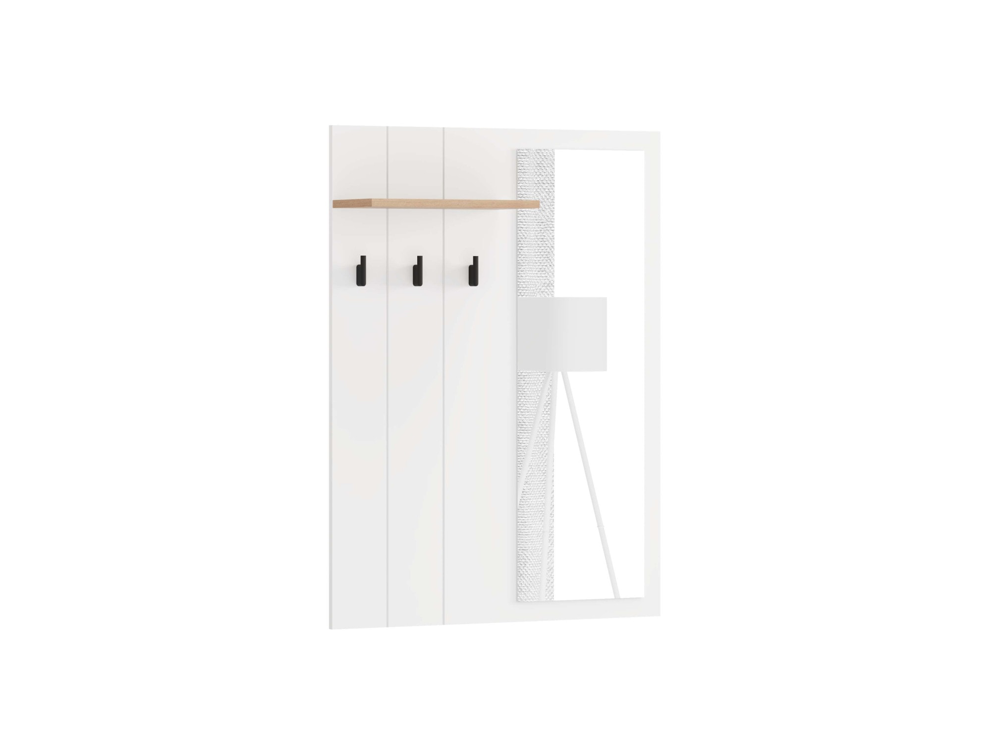 Home affaire Garderobenpaneel »Bedford, Wandregal Wandpaneel, Wandgarderobe praktisch & stillvoll« mit 3 Kleiderhaken, Spiegel und Ablage für Accessoires, Breite 76,5 cm