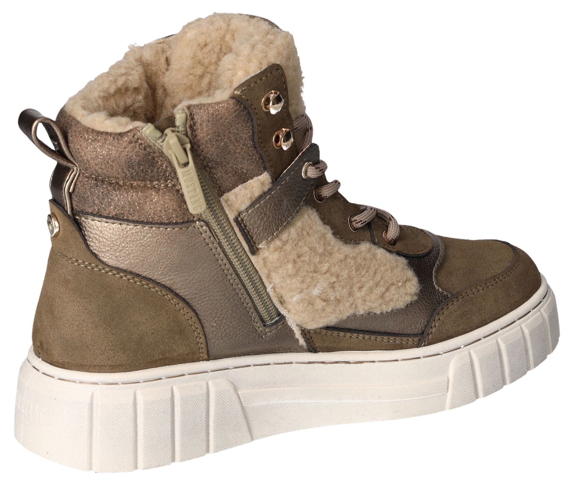 Mustang Shoes Winterboots, Plateau, Schnürboots, Stiefelette mit Teddy-Futter-Besätzen