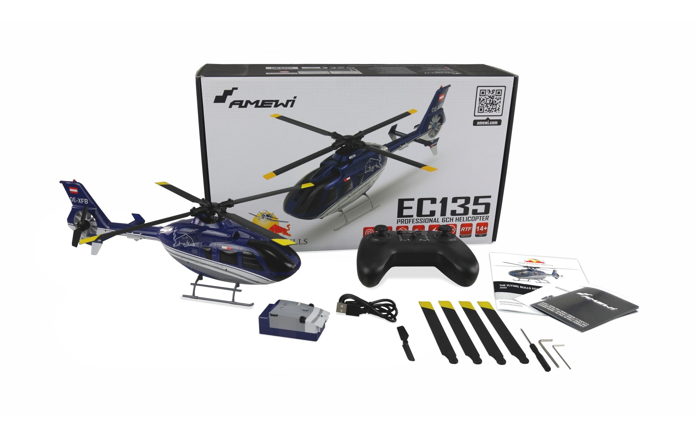 Amewi RC-Helikopter »EC135 Pro the Flying Bulls Brushless CP RTF«
