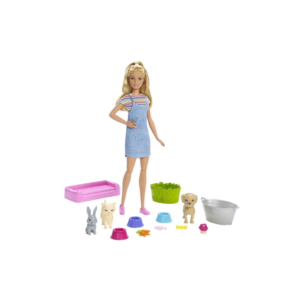 Barbie Spielfigur »Wash Pets Puppe mit Tieren«, (Set)