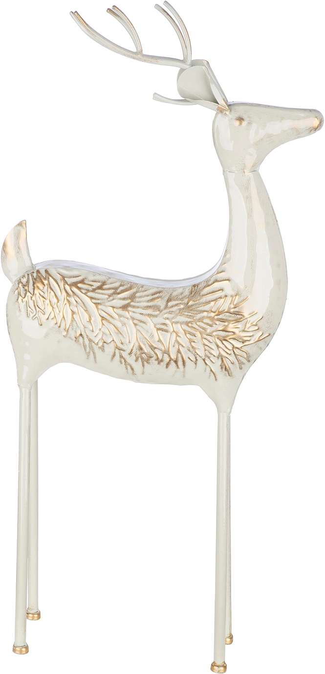 Image of GILDE Skulptur "Figur Hirsch Vancouver grau" Rentier Dekofigur Weihnachten Winter Geweih Tiermotiv