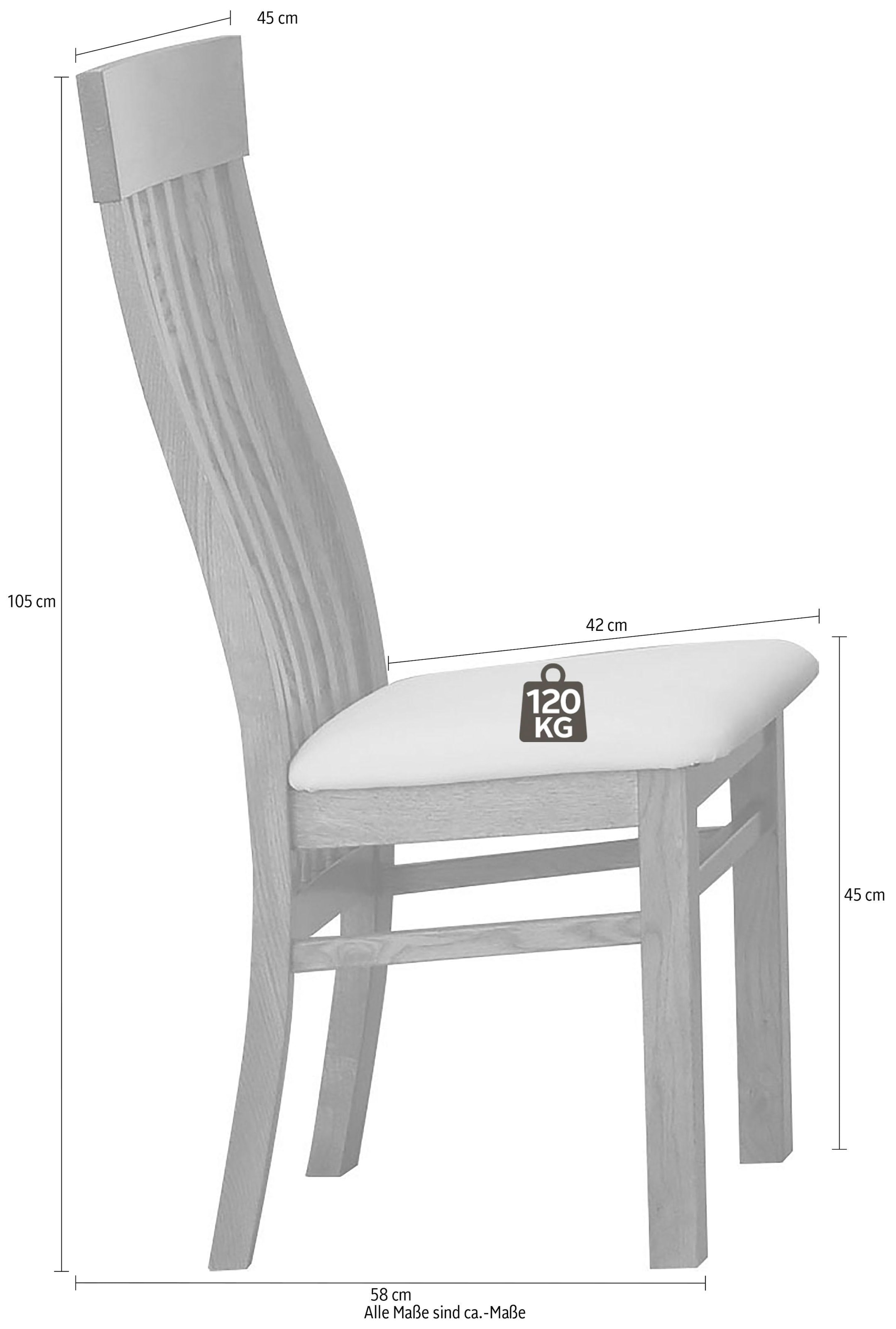 Home affaire Stuhl »Amore«, Struktur (100% Polyester), aus massiver Wildeiche (2 Stück)