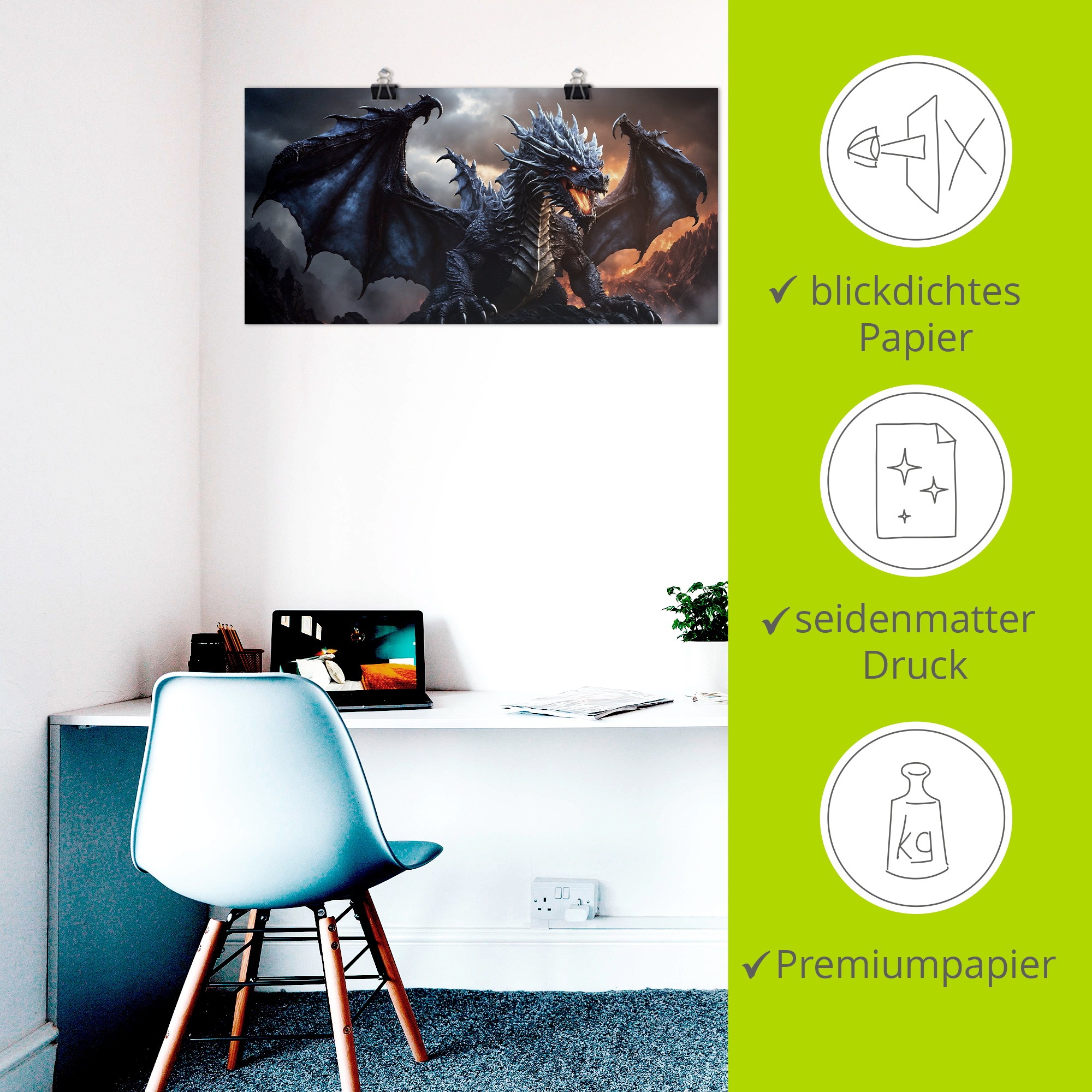 Artland Wandbild »Im Reich des Drachen IX« klassische Fantasie 1 Stk. tlg. als Alubild, Leinwandbild, Poster, Wandaufkleber in verschied. Grössen