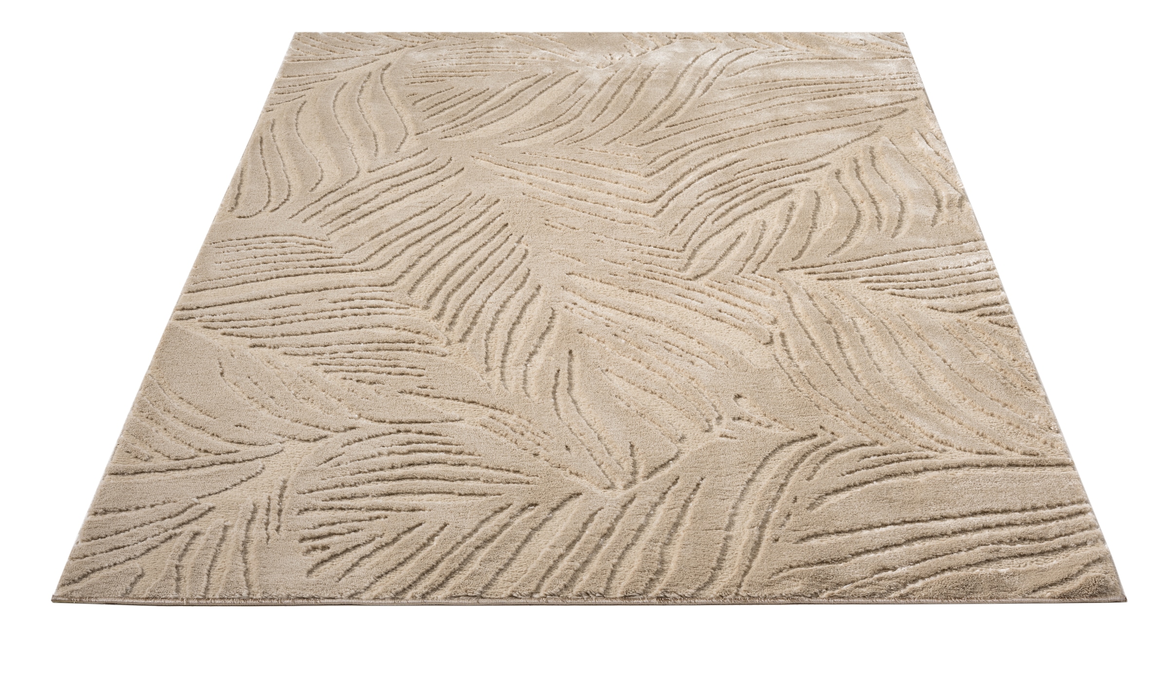 GOODproduct Teppich »Samia, Hoch-Tief-Struktur« rechteckig 19 mm Höhe leichter Glanz, Floral, Blätter, Modern, Wohnzimmer, Schlafzimmer