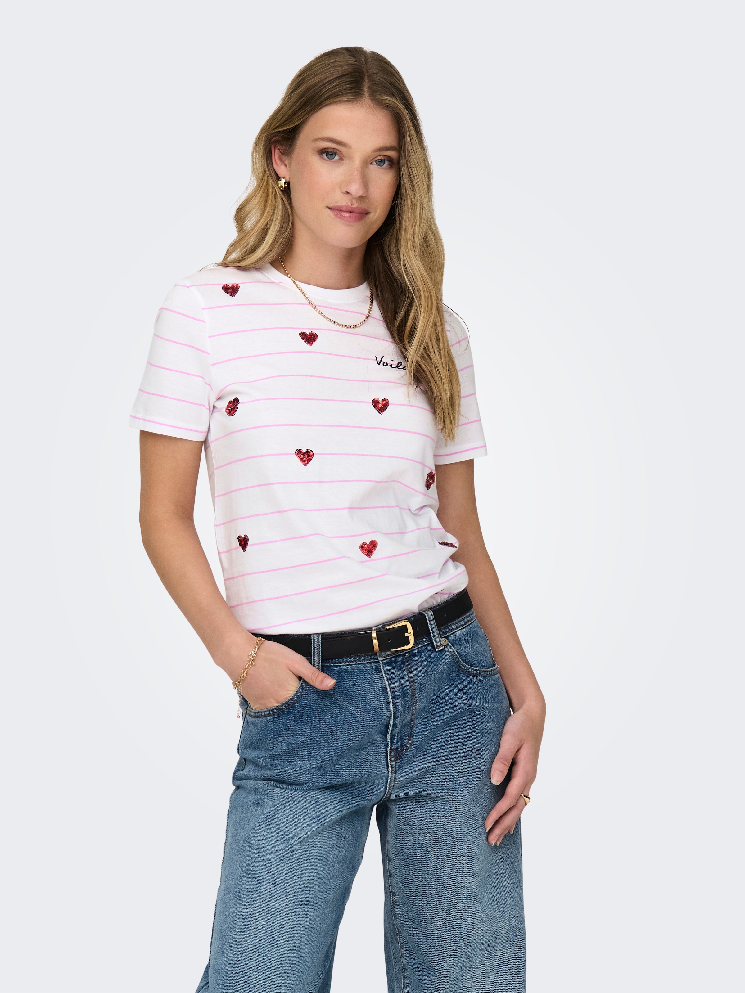 Image of ONLY T-Shirt "ONLKITA LIFE REG S/S HEART TOP BOX JRS"