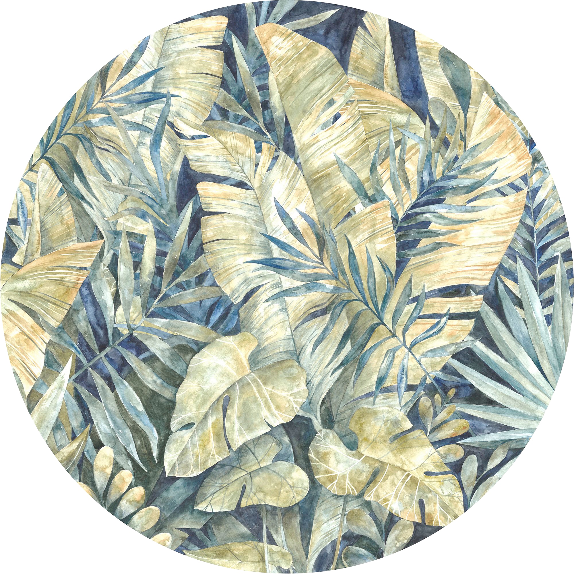 Image of Komar Fototapete "Vlies selbstklebend - Feuilles Tropicales - Grösse 125 x 125 cm" bedruckt glatt Wohnzimmer, Schlafzimmer