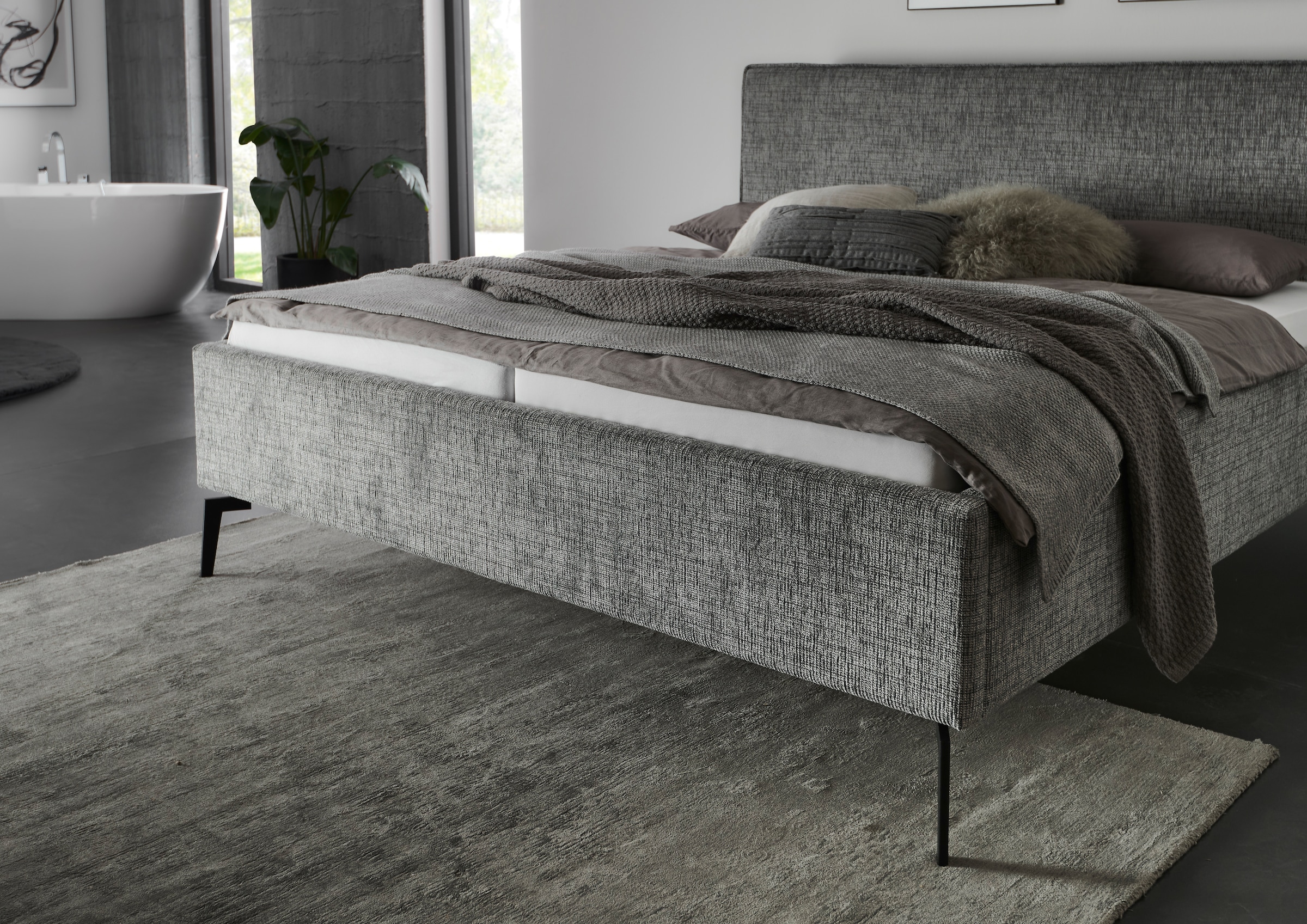 meise.möbel Polsterbett »Riva II«, mit schwarzen Metallfüssen, wahlweise mit Bettkasten