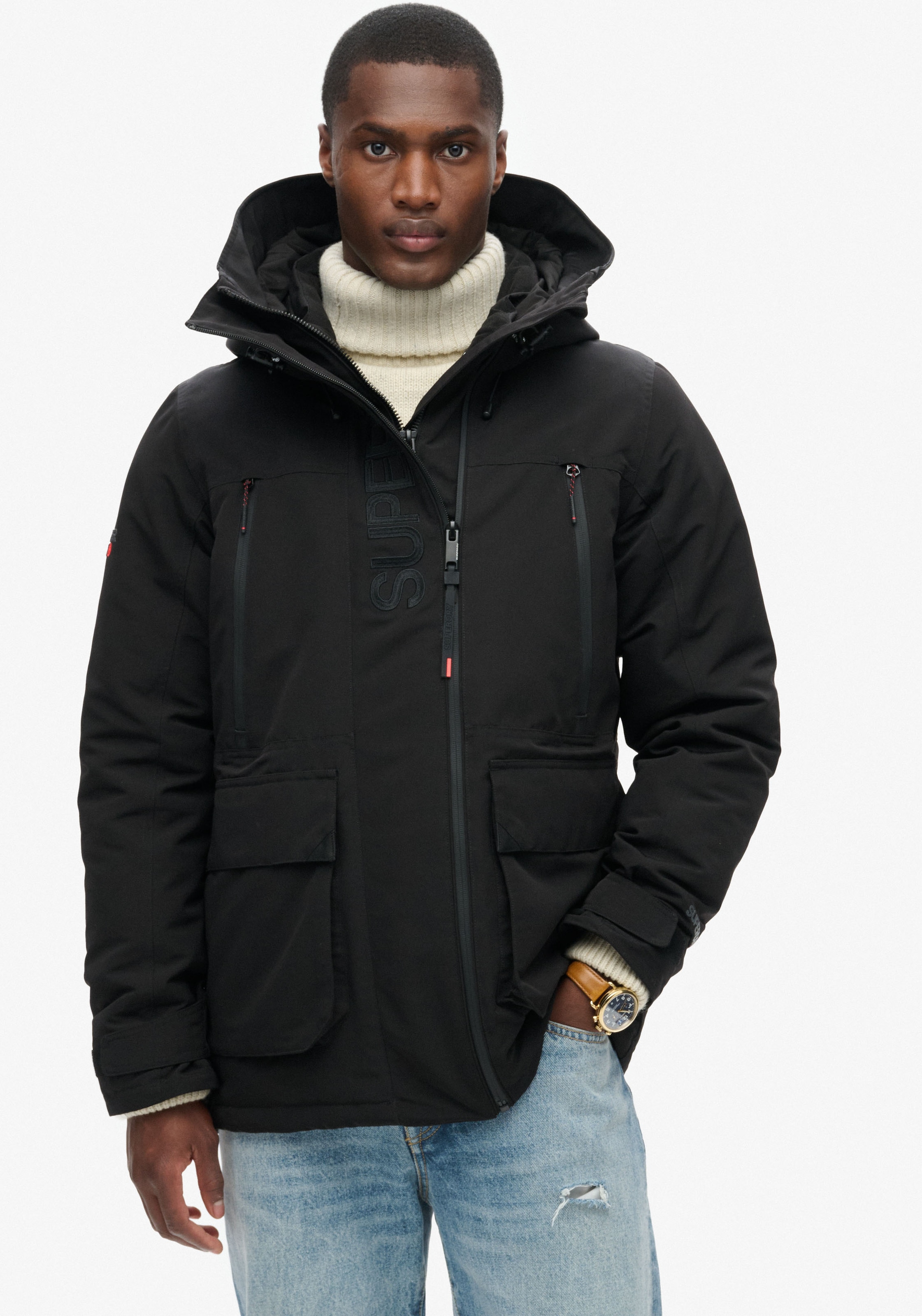 Outdoorjacke »HOOD ULTIMATE EMB WINDBREAKER«, mit Kapuze