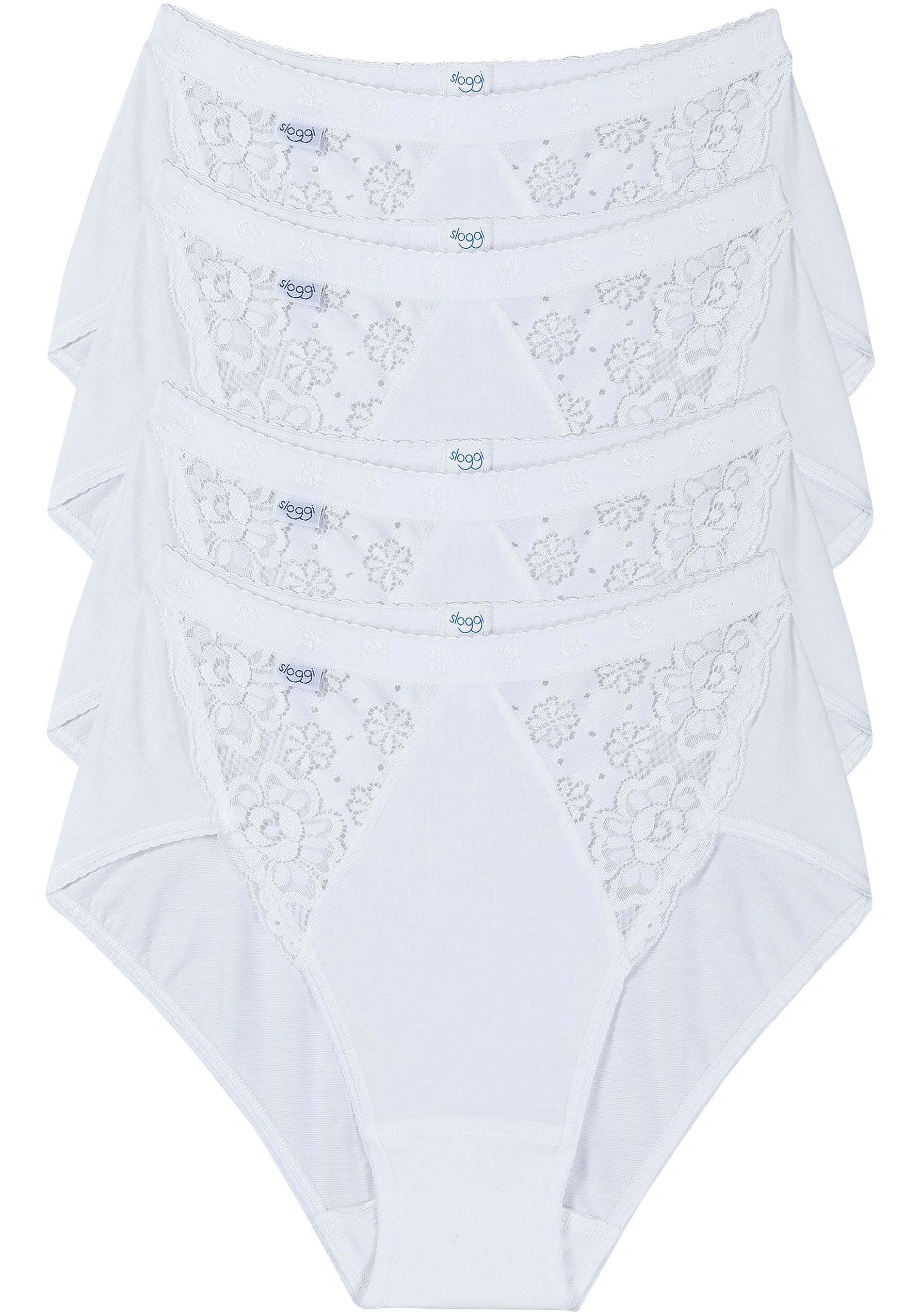 Image of sloggi Midislip "Chic" 4er Pack, elastische Spitzeneinsätze, weiche Nähte, Baumwoll-Mix, feminin