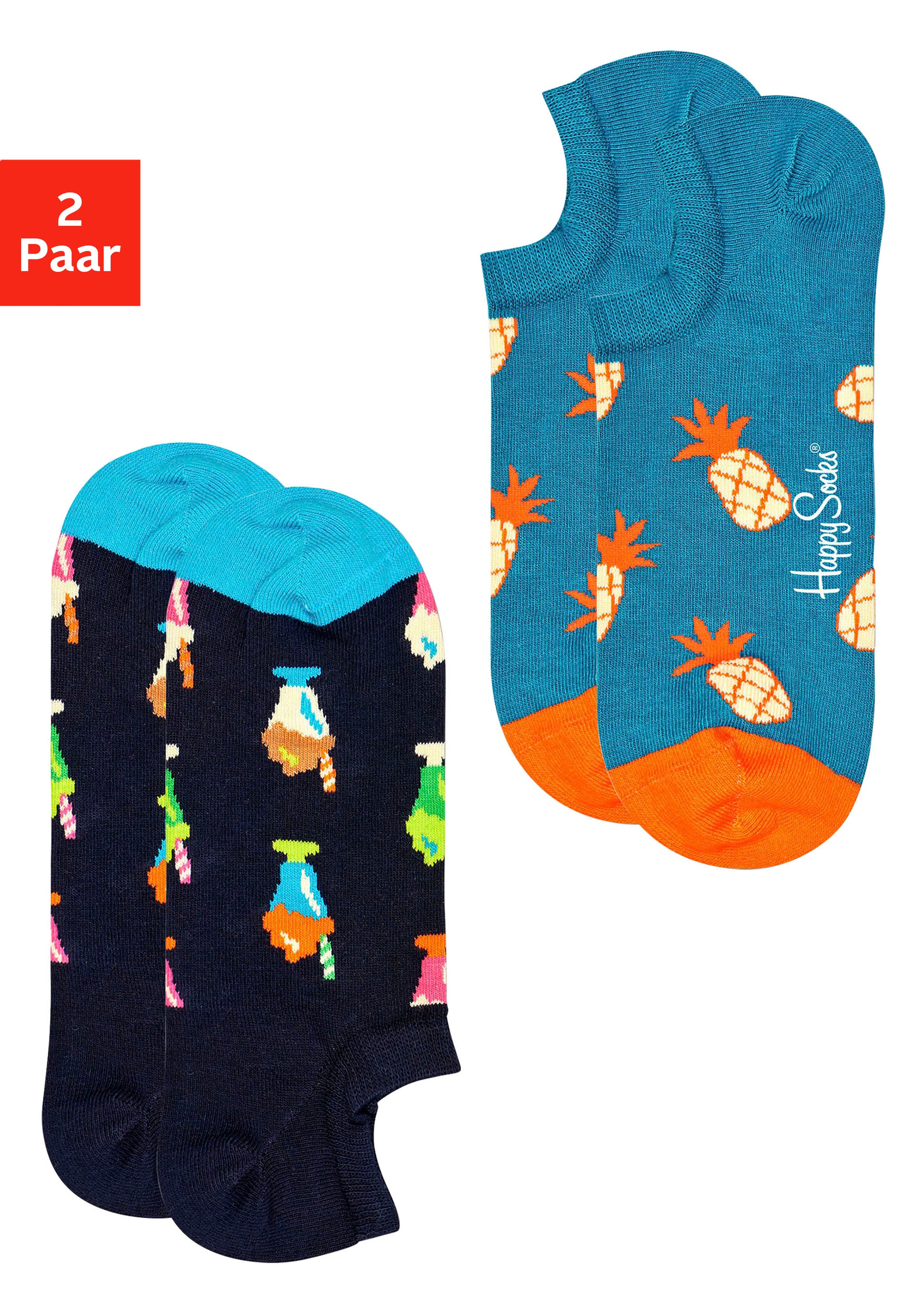 Image of Happy Socks Sneakersocken, (2 Paar), mit Ananas- und Milchshakemotiven bei Ackermann Versand Schweiz