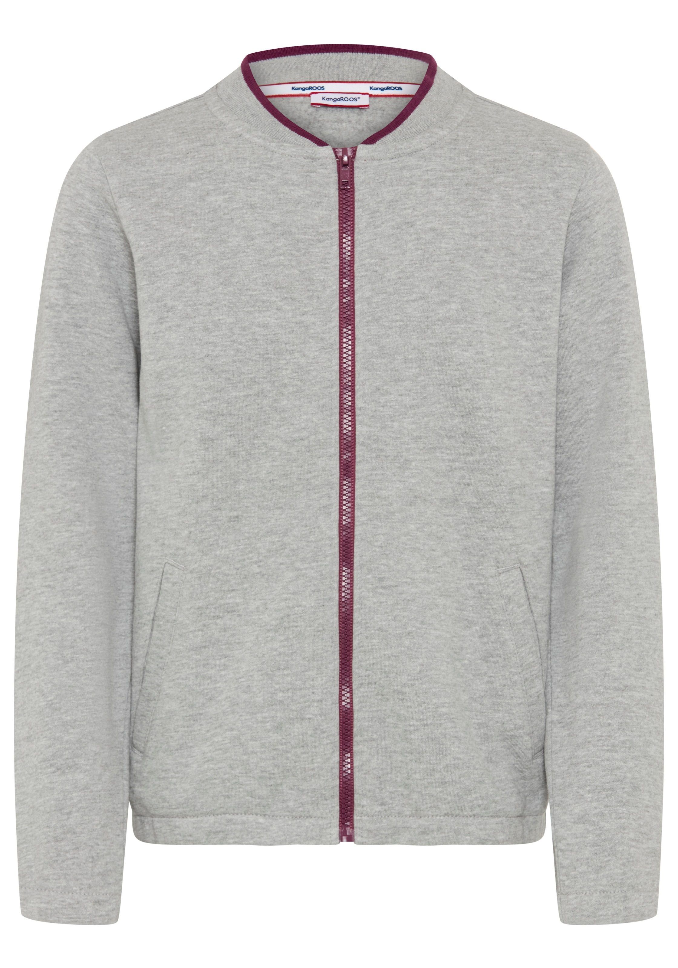 KangaROOS Veste sweat »Modische KangaROOS Sweatjacke mit kontrastfarbigen Ringel im Bündchen« Veste sweat à la mode, coupe longueur hanches, avec fermeture éclair