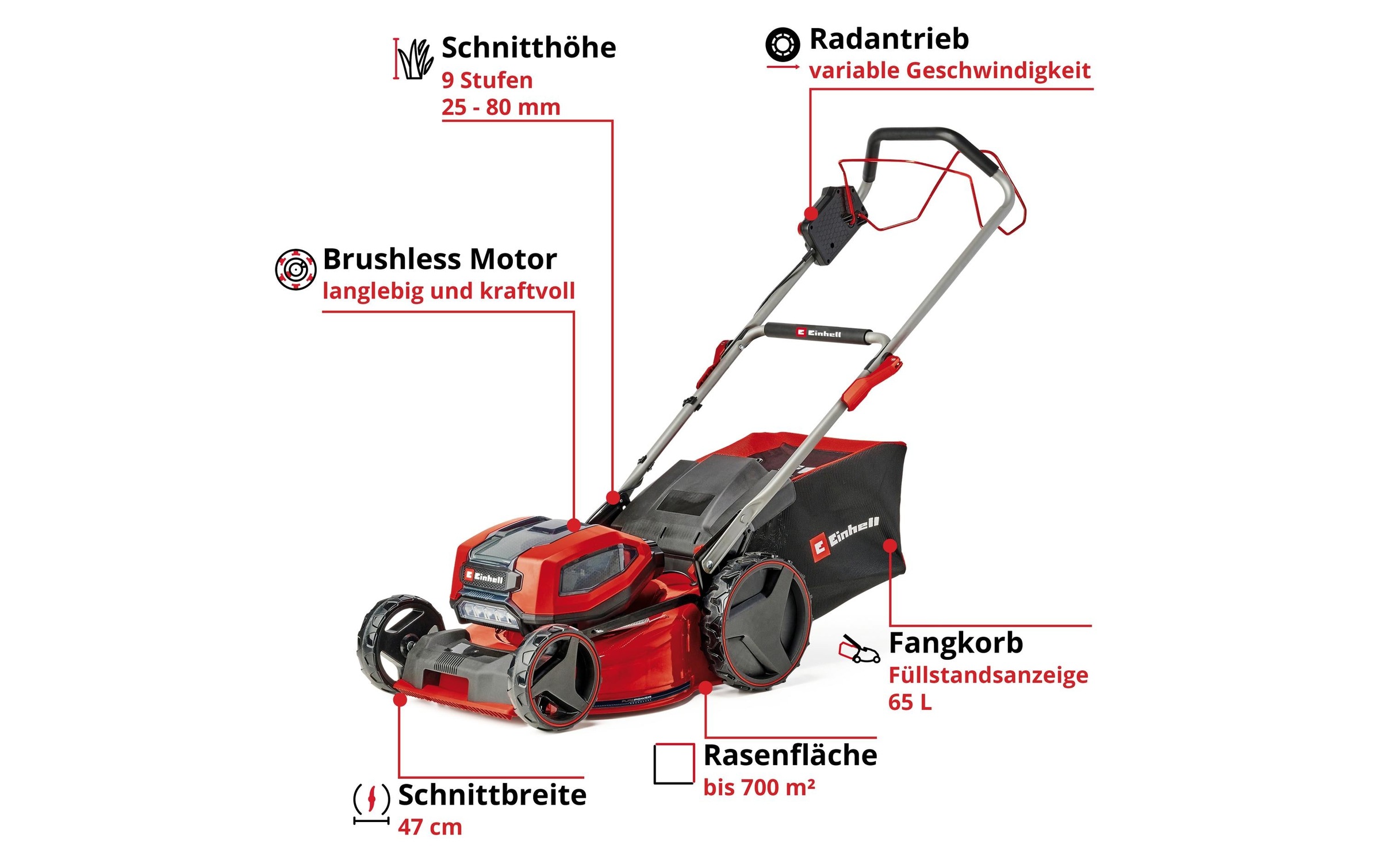 Einhell Akkurasenmäher »GP-CM 36/47 S Li BL (4 x 4.0Ah)«