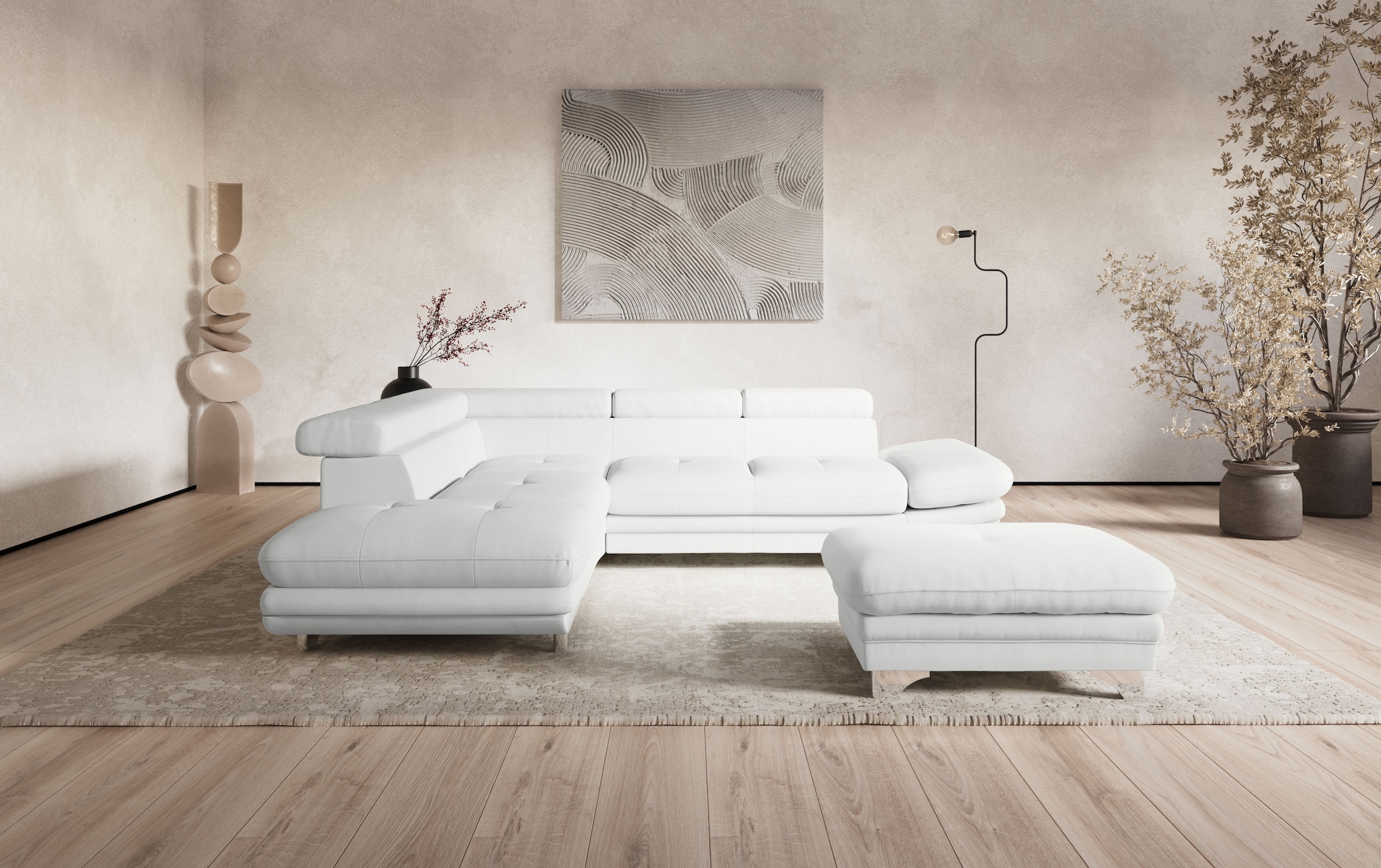 COTTA Ecksofa »Enterprise L-Form« mit Arm- & Kopfteilverstellung, wahlweise mit Bettfunktion