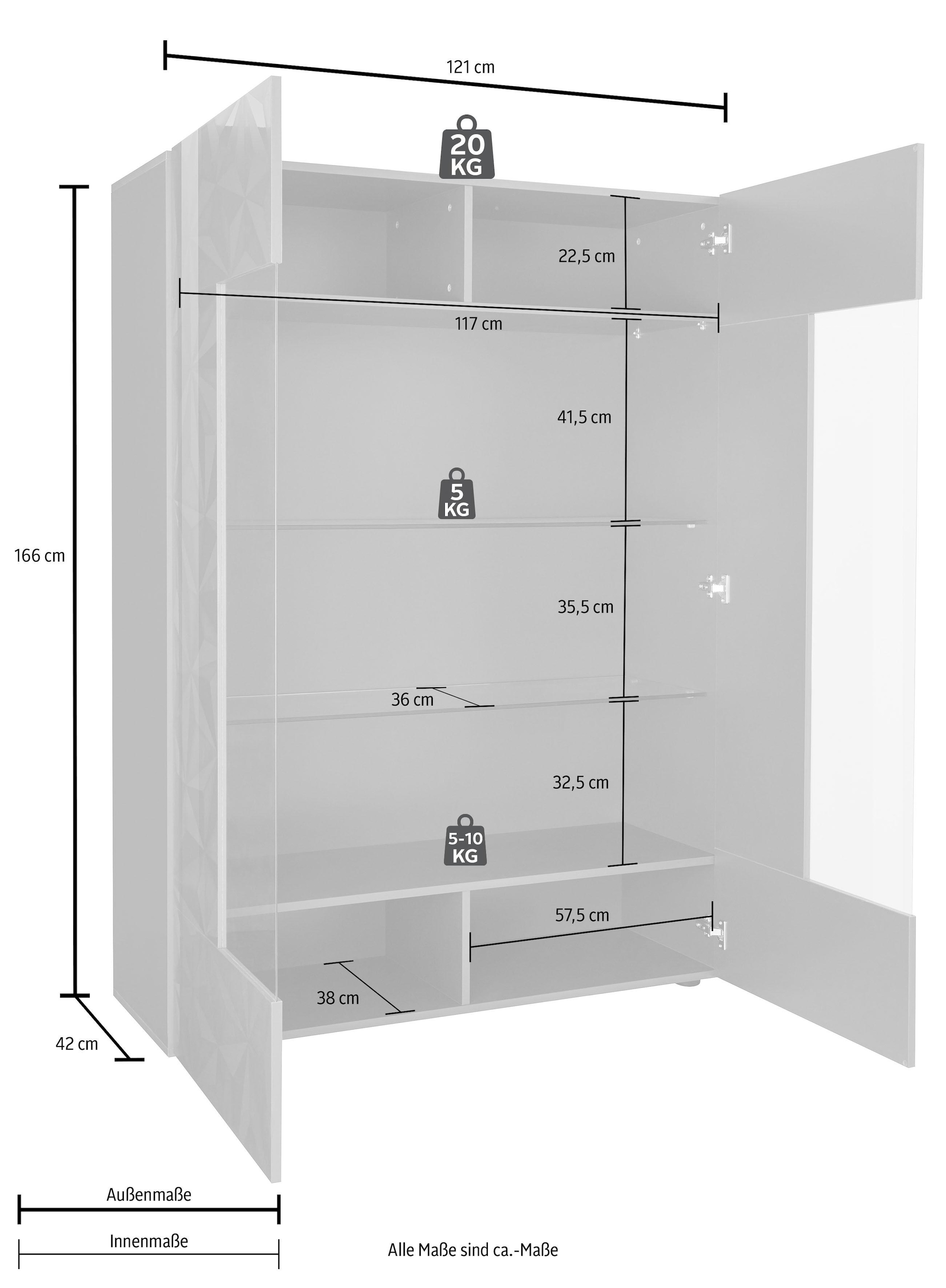 INOSIGN Vitrine »Prisma«, Stauraumvitrine, Höhe 166 cm