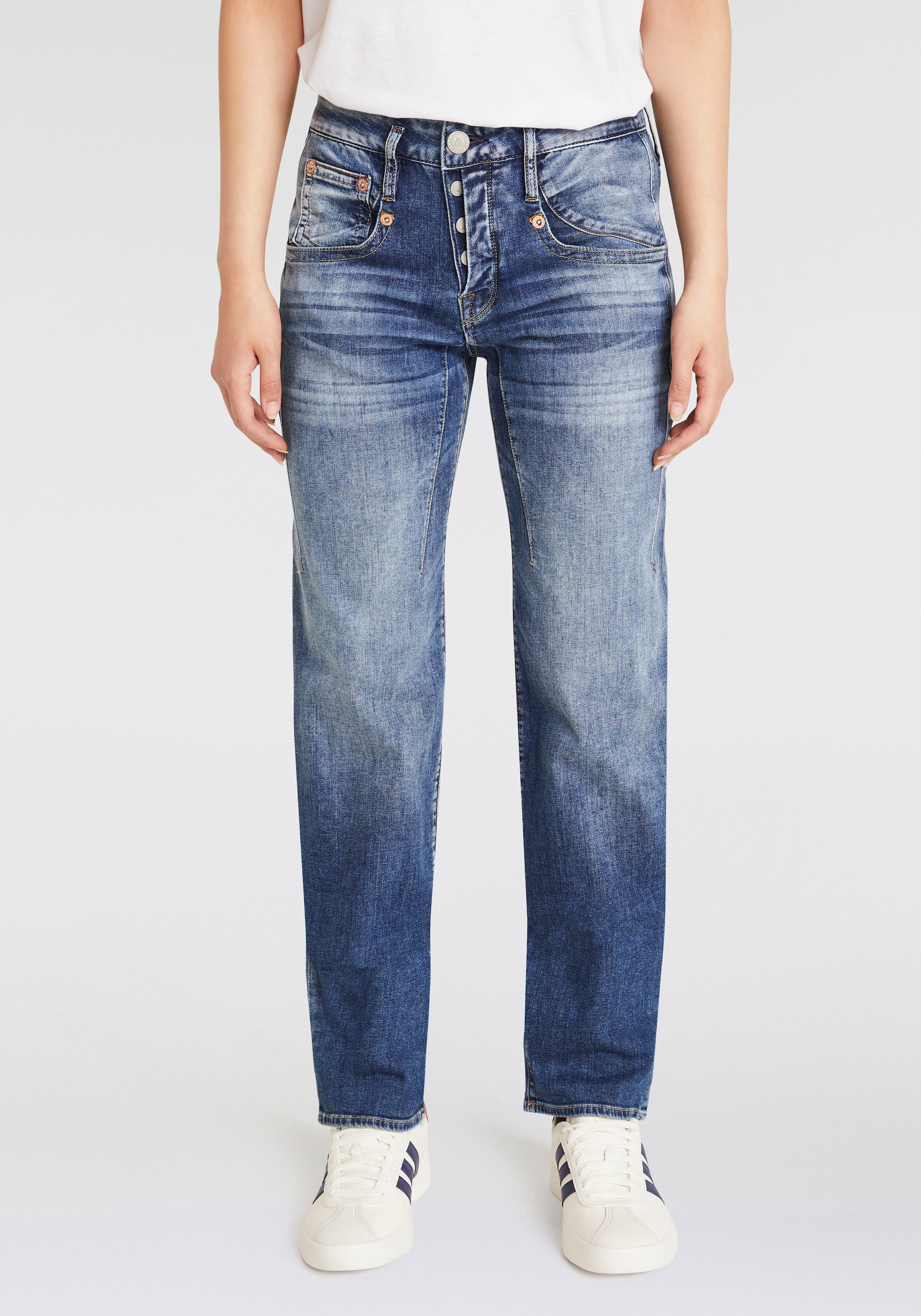 Boyfriend-Jeans »Shyra Tap Long Recycled Denim Light«