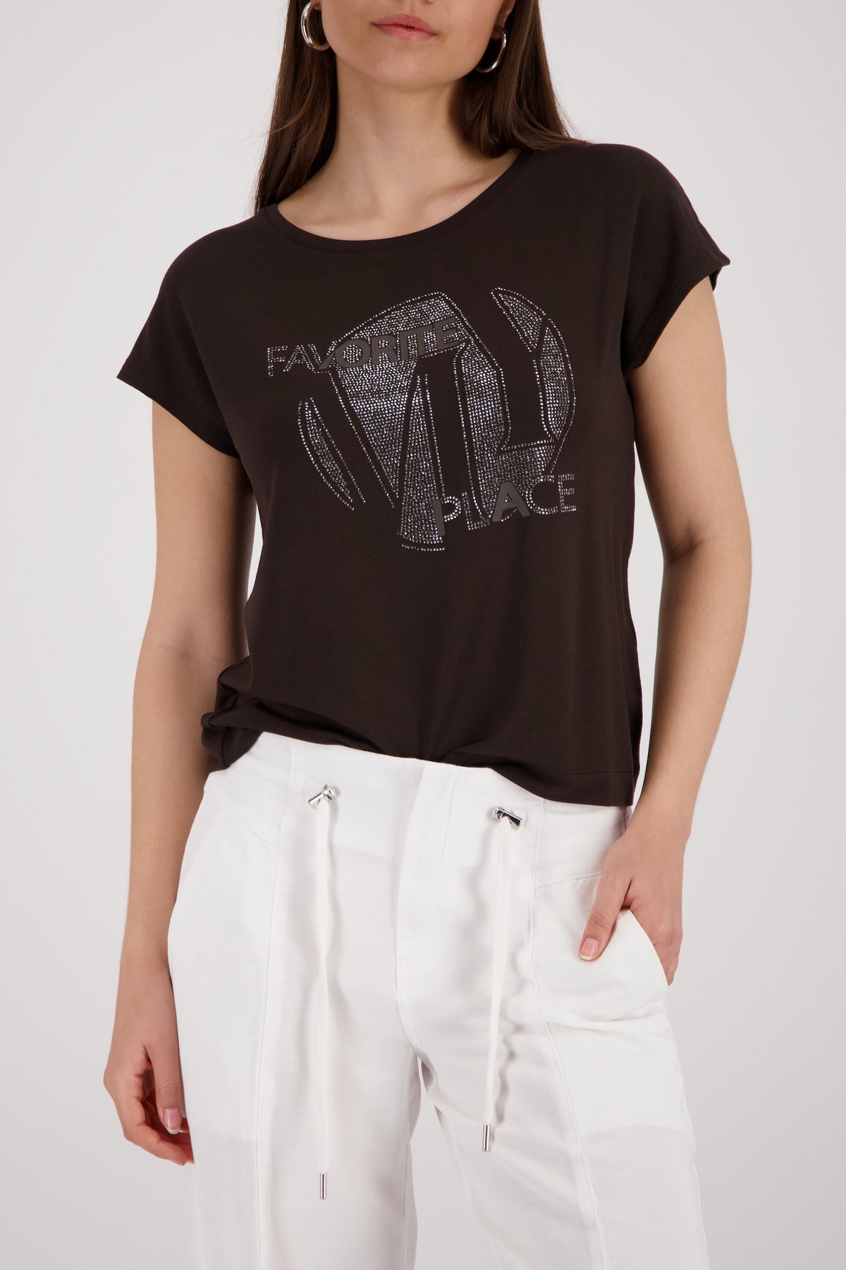 Monari T-Shirt »Shirt Schmuck« Regular fit mit Strasssteinen