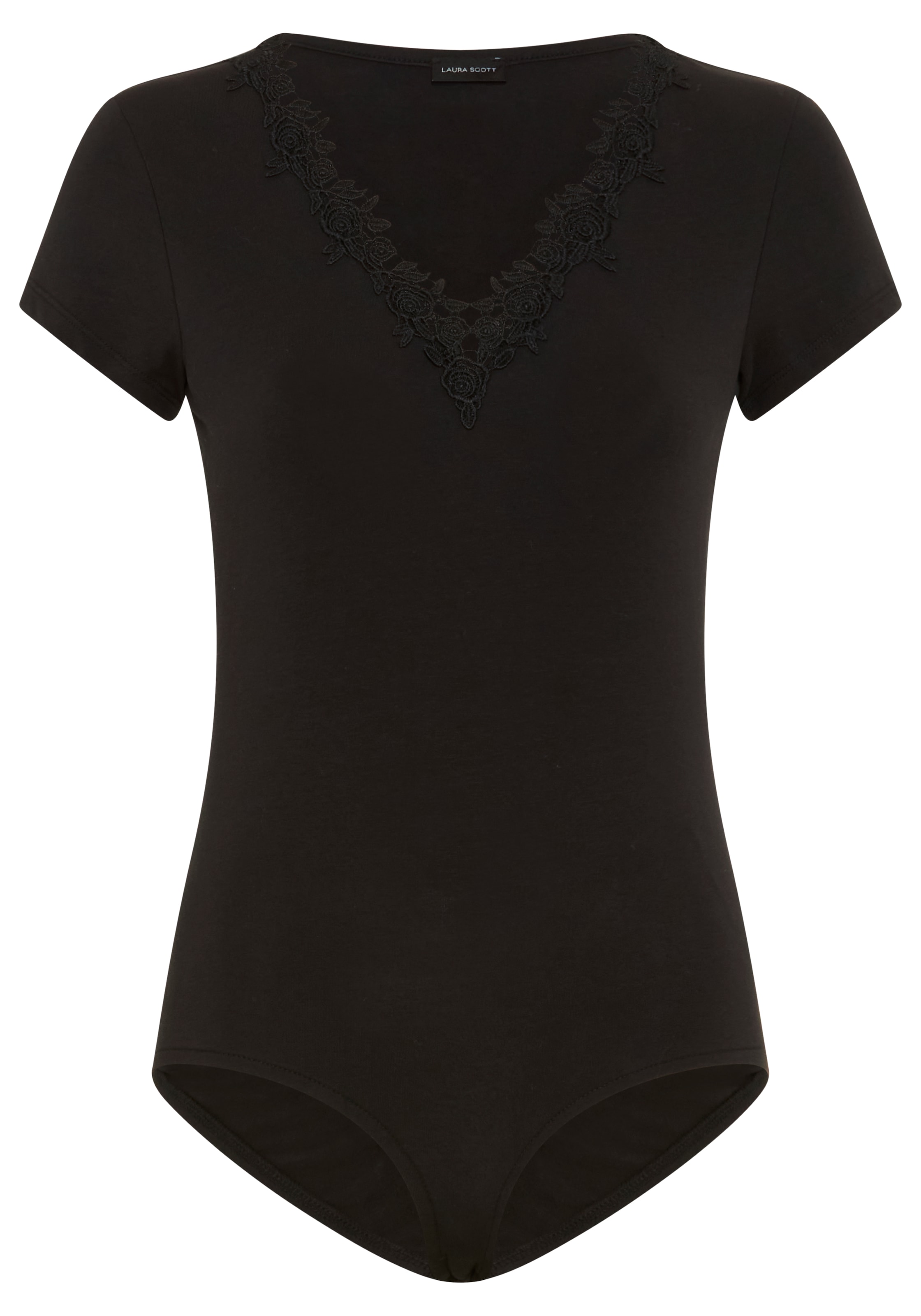 Laura Scott Body mit Spitze, kurzarm, aus Baumwolle und Elasthan