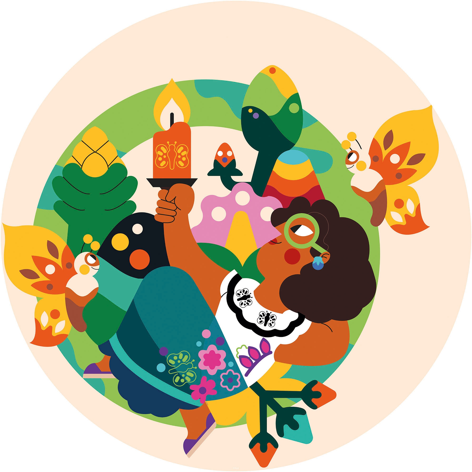 Komar Wandtattoo »selbstklebendes Vlies - Encanto Miracle Candle - Grösse 125 x 125 cm« rund und selbstklebend