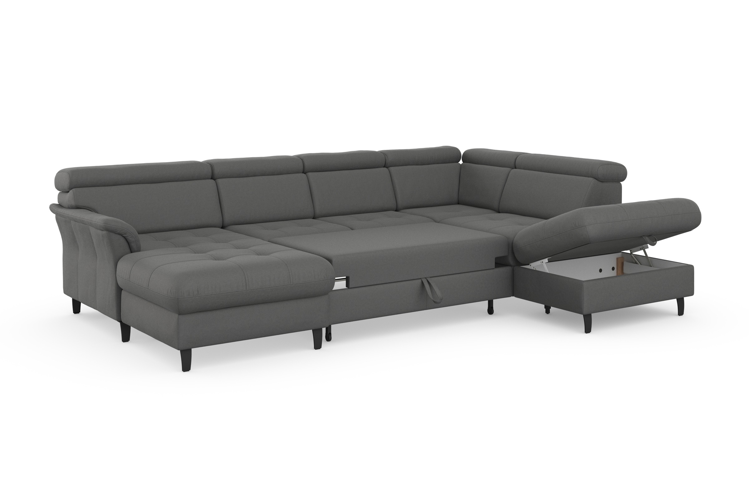sit&more Wohnlandschaft »Marano U-Form«, inklusive Kopfteilverstellung, wahlweise mit Bettfunktion, Bettkasten