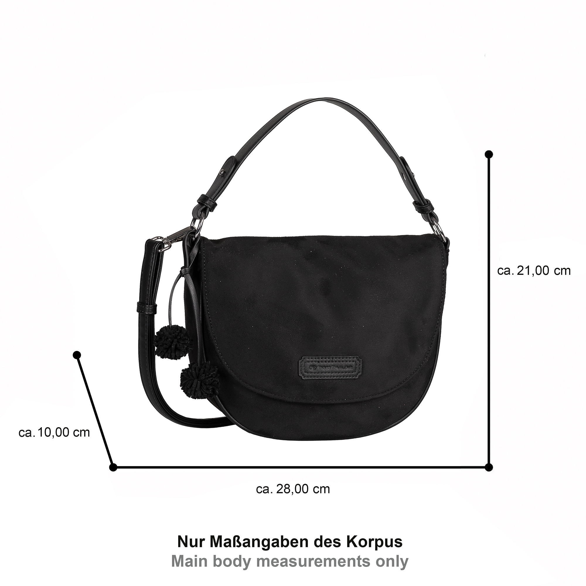 TOM TAILOR Sac à bandoulière »Idra« Sac à épaule pour femme, pompon et écusson logo embossé
