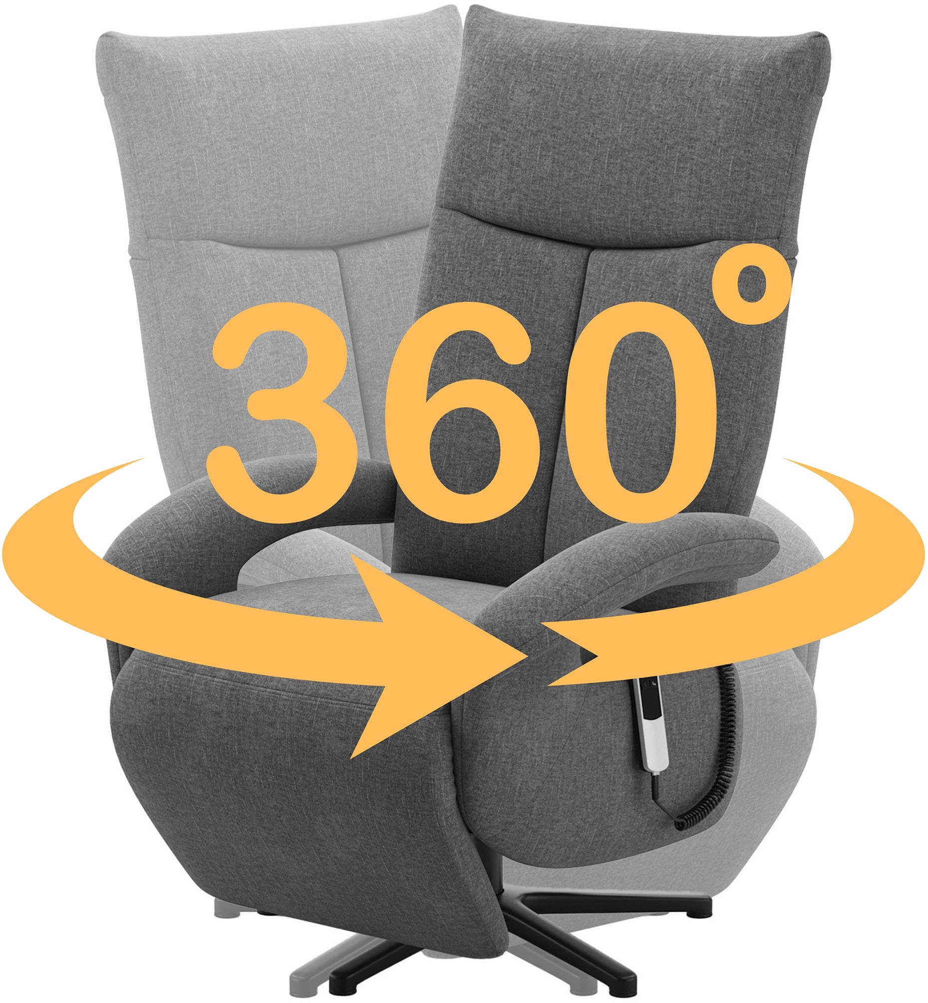 sit&more Fauteuil TV »Emely, inkl. Kopfteilverstellung & 360° Drehfunktion« wahlweise mit 2 Motoren, Akku & Aufstehhilfe