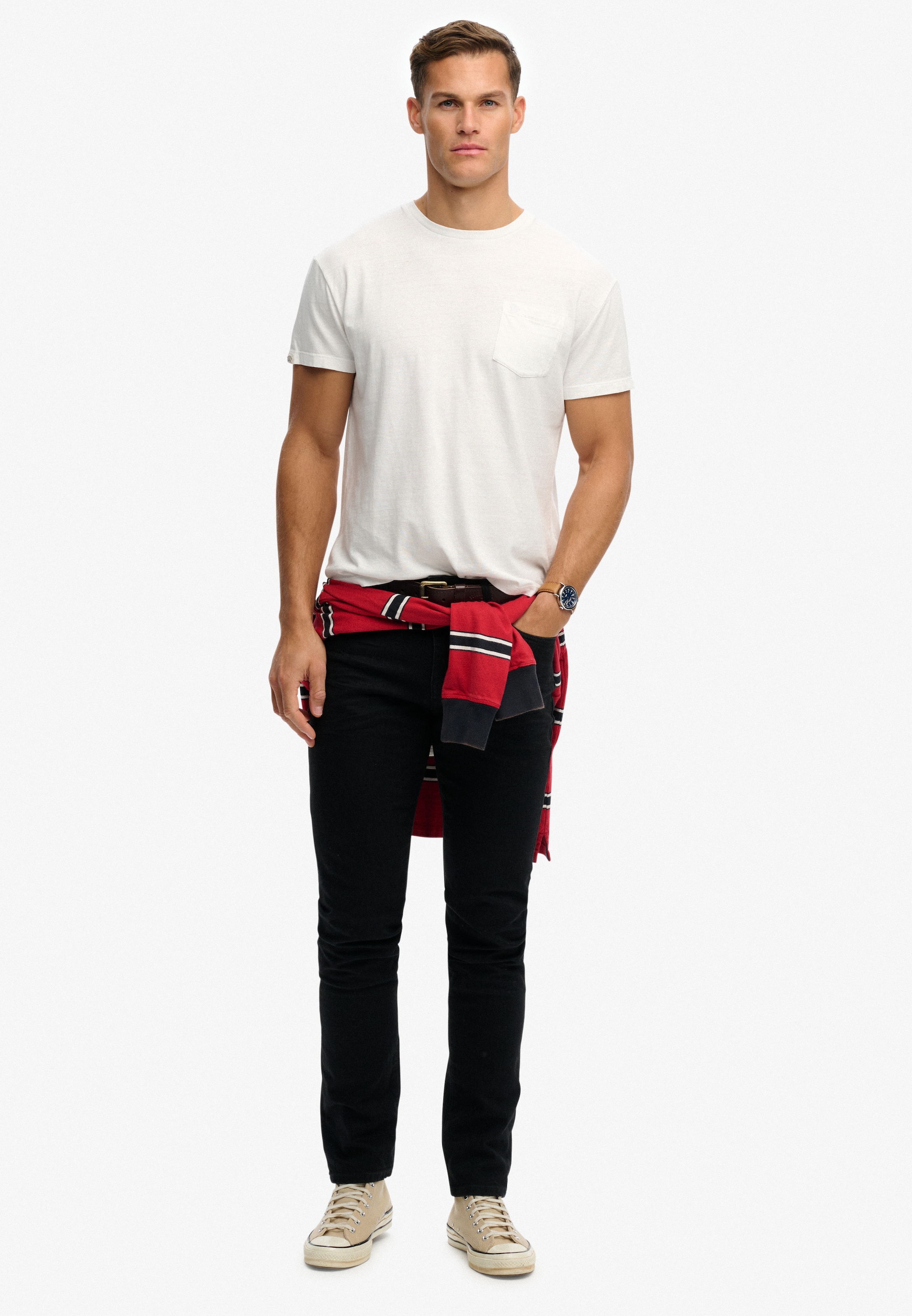 Superdry Shirt à col rond »COTTON CLASSIC LINEN PKT TEE« aus tollem Baumwoll-Leinen-Mischgewebe