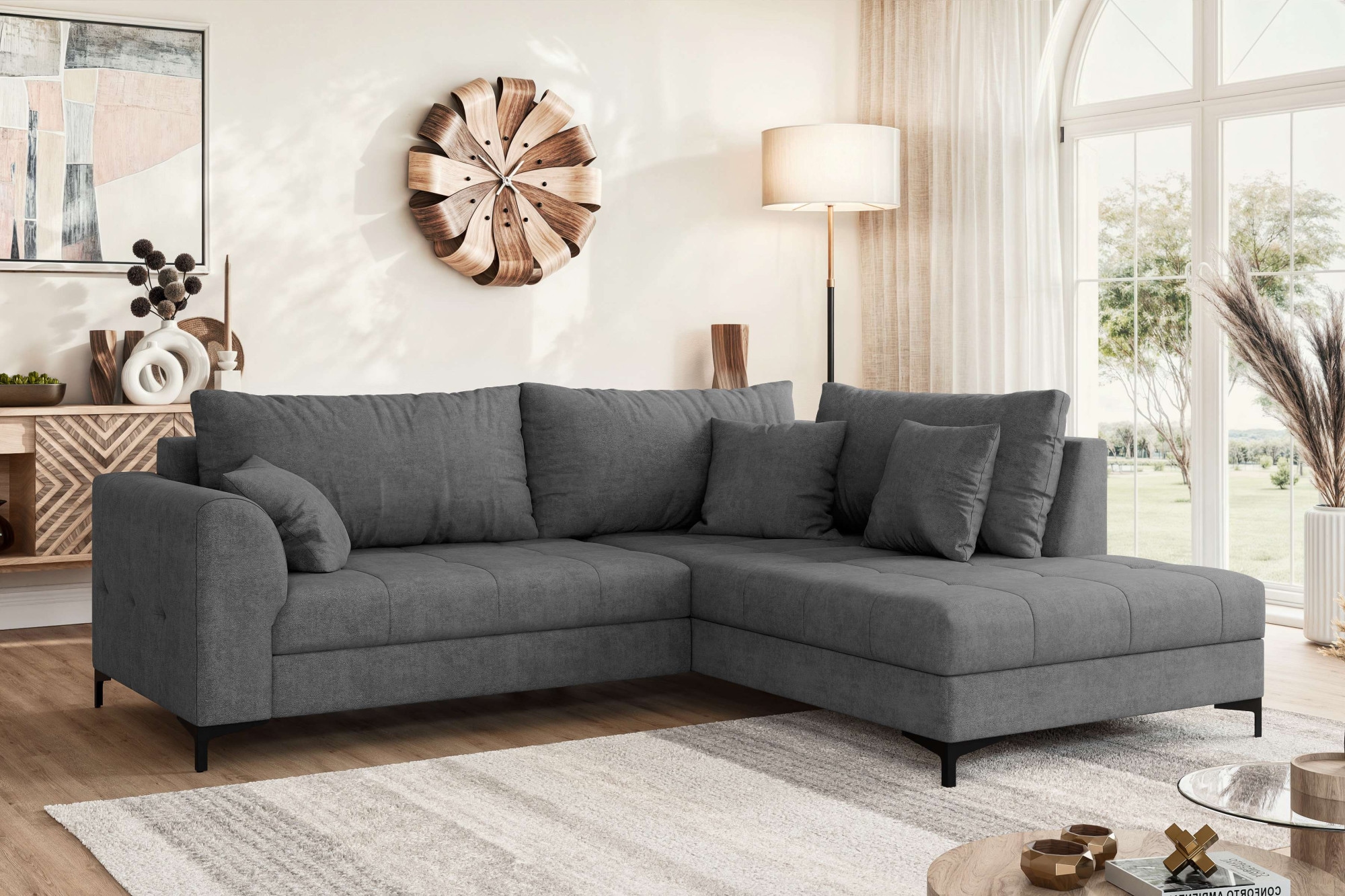 GOODproduct Canapé d'angle »LEEVKE Design-Sofa mit Ottomane rechts/links bestellbar, Breite 232 cm« in vielen modernen Farben erhältlich, belastbar bis 480 kg