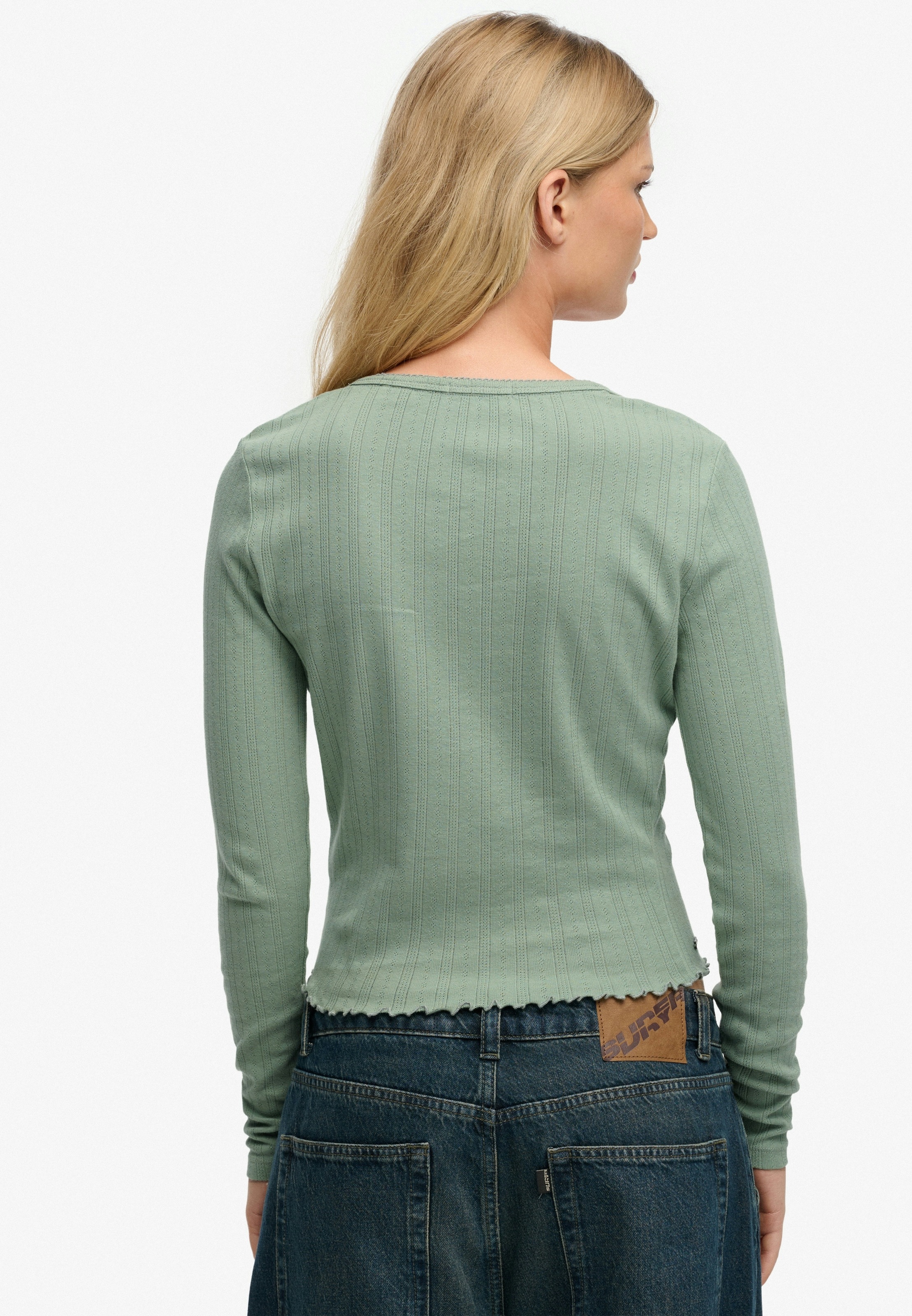 Superdry Cardigan »ATH ESS POINTELLE CARDIGAN« Pointelle Muster, Baumwolle, Jerseyqualität, skinny fit