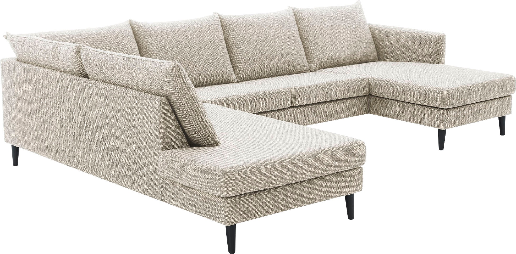 ATLANTIC home collection Wohnlandschaft »Rekvik U-Form«, mit Wellenunterfederung, mit Massivholzfüssen