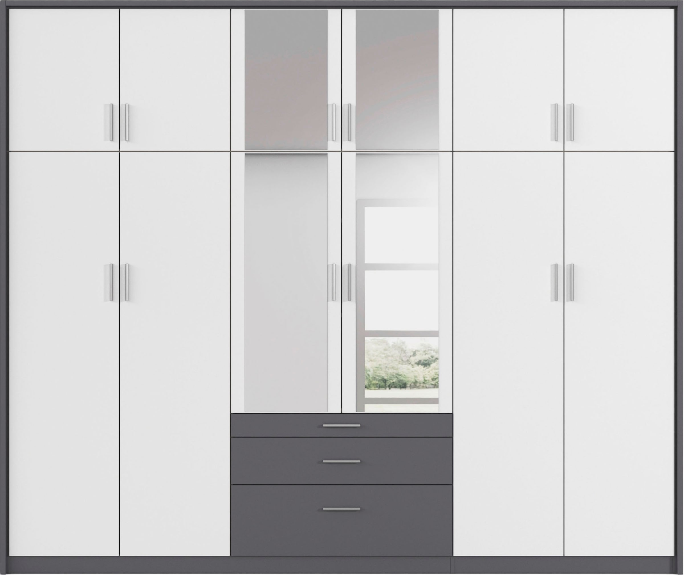 rauch Kleiderschrank »Schrank Drehtürenschrank Garderobe Ankleide Schlafzimmer HILDESHEIM« Breiten: 185/275 cm, Höhe 231 cm,  oberste Schublade mit praktischer Facheinteilung MADE IN GERMANY