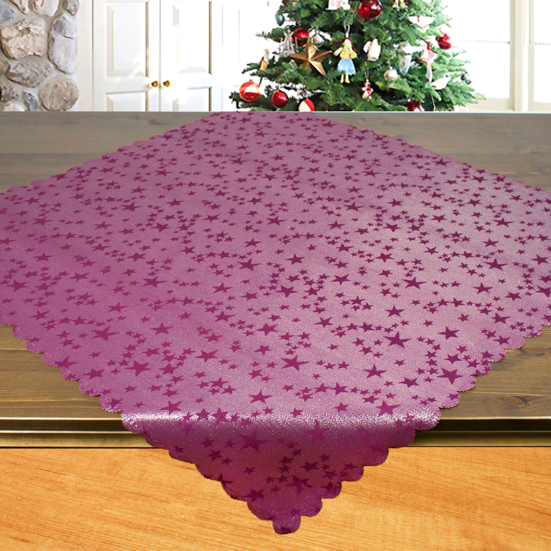Image of Delindo Lifestyle Mitteldecke "Sternchen allover" mit Lurex-Sternchen