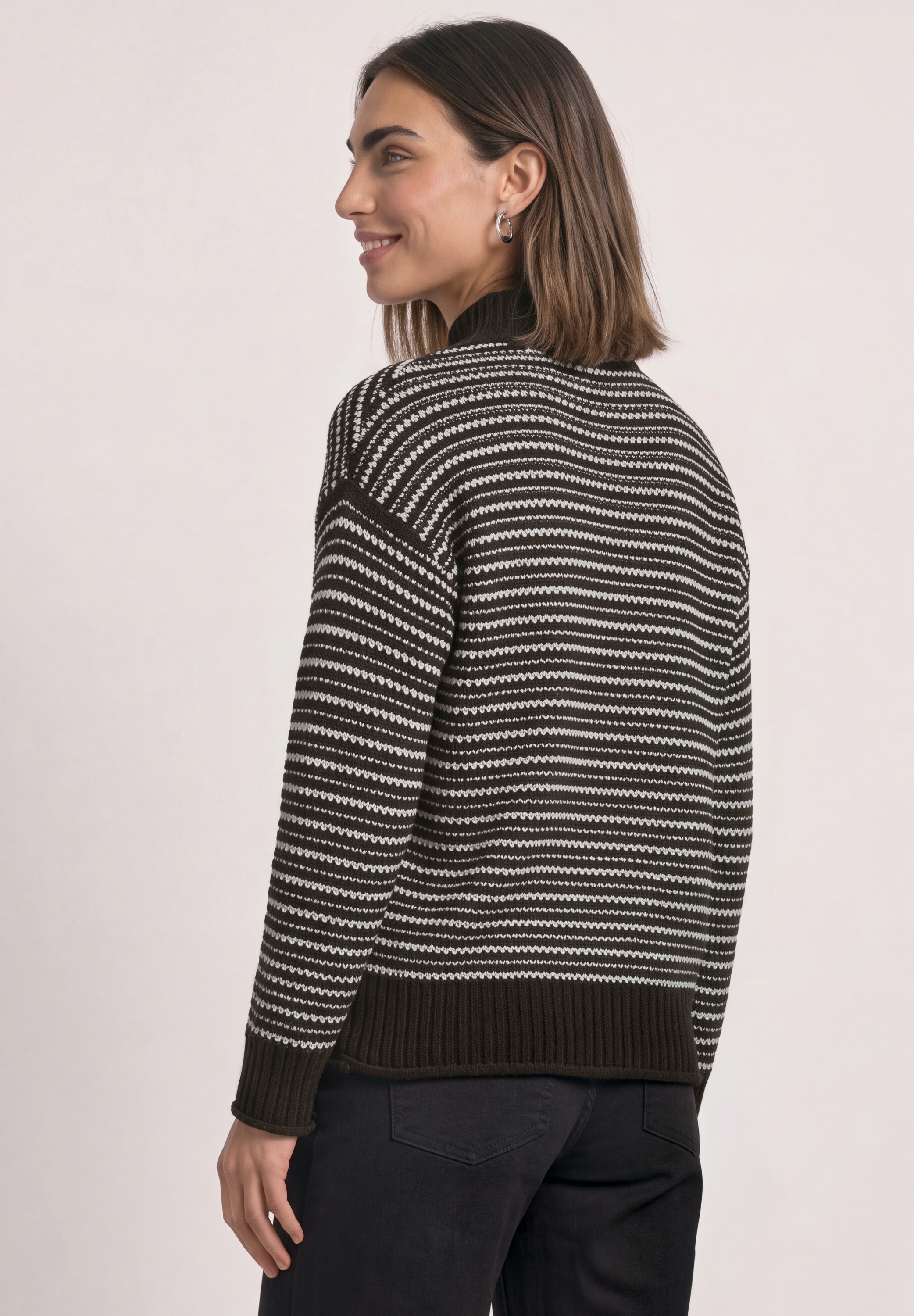 STREET ONE Strickpullover mit Turtle Neck und Streifenmuster