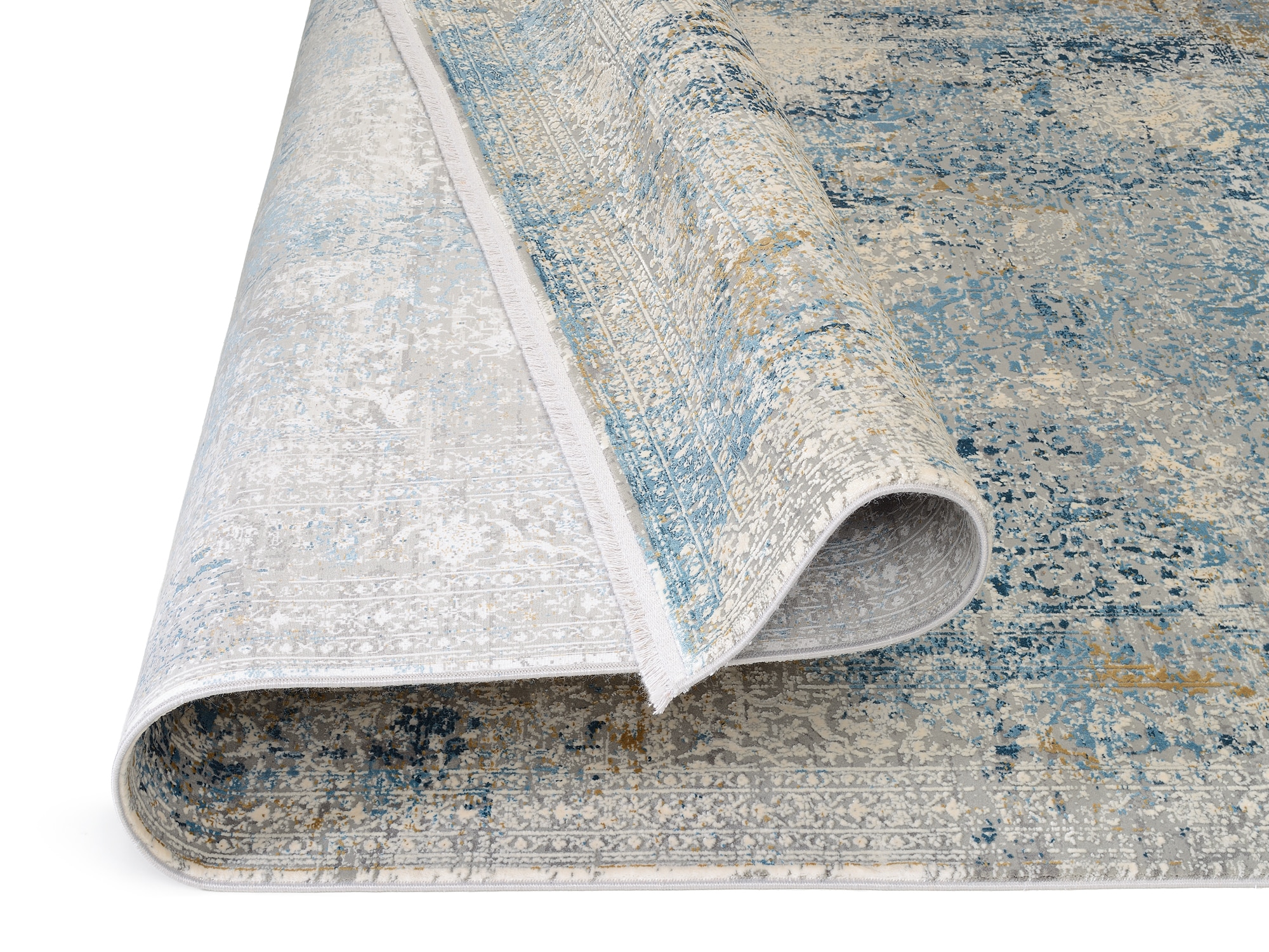 OCI DIE TEPPICHMARKE Teppich »BESTSELLER CAVA«, rechteckig, 8 mm Höhe, Glanz Viskose, mit Fransen, Hoch Tief Struktur, Vintage, Wohnzimmer