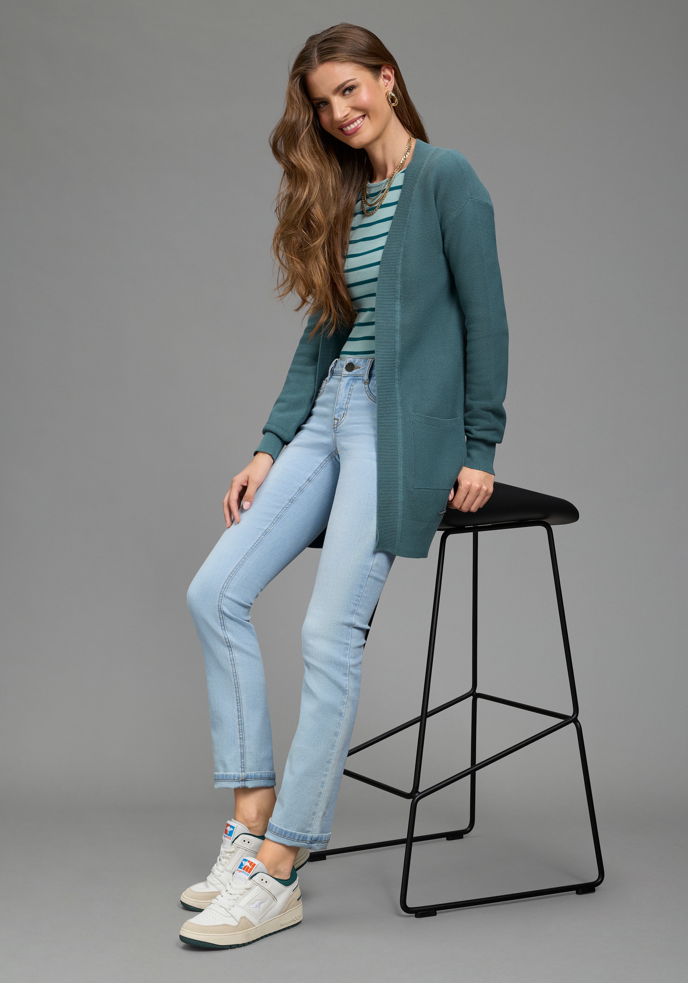 Laura Scott Strickjacke leichte Übergangsjacke mit Taschen, aus Baumwolle