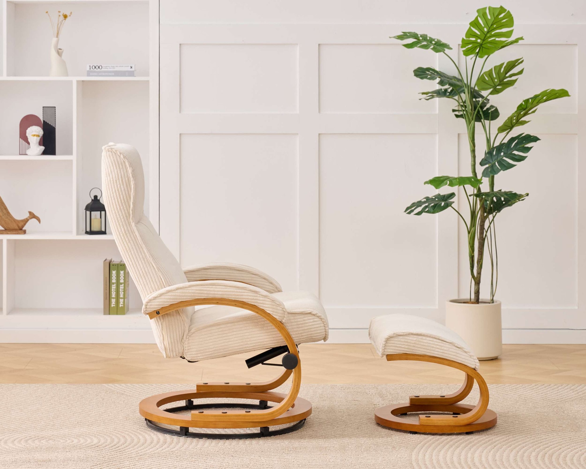 Home affaire Relaxsessel »mit Hocker PARIS neu: Cord - OTTO. Verlässliche Qualität.« bestehend aus Sessel und Hocker,  manuelle Relaxfunktion mit Drehfunktion, neu: Cord-Bezug