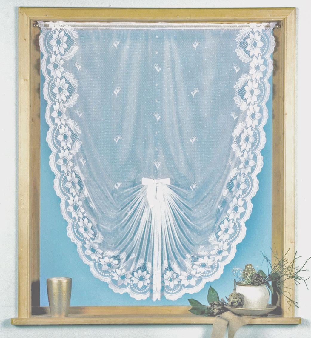 Image of Weckbrodt Scheibengardine "Flensburg" Kräuselband 1 Stk. tlg. Jacquard, Schwalbenschwanz, floral, Bordüre, gebogt, Gardine, Store
