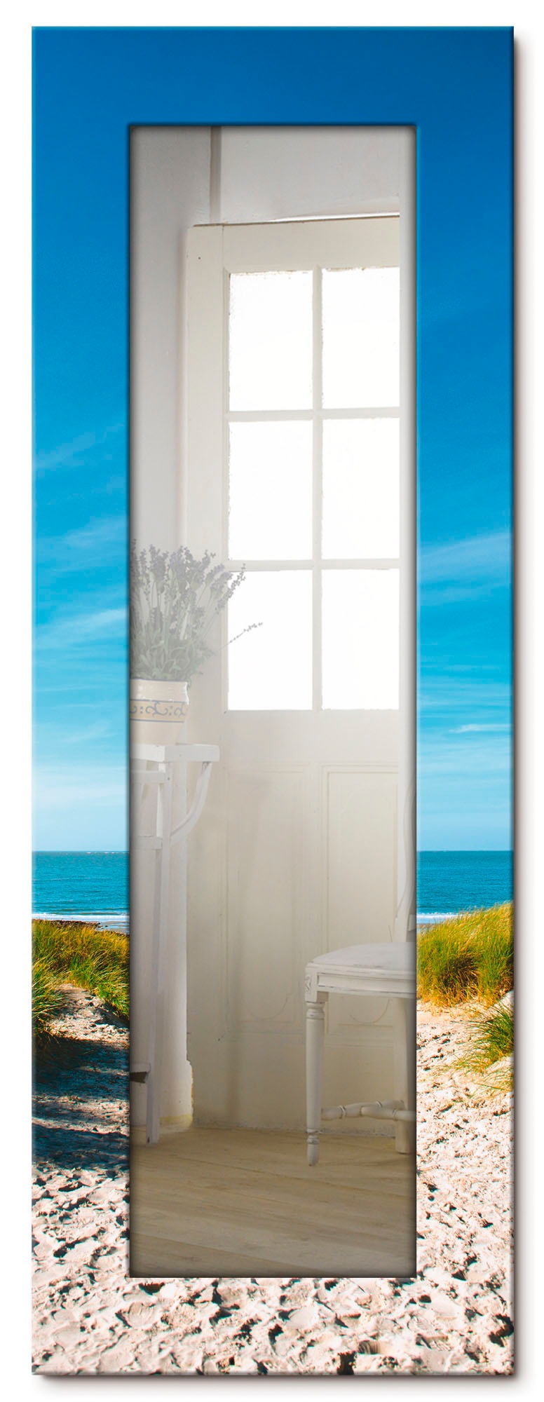 Image of Artland Dekospiegel »Strand mit Sanddünen und Weg zur See«, gerahmter Ganzkörperspiegel mit Motivrahmen, geeignet für kleinen, schmalen Flur, Flurspiegel, Mirror Spiegel gerahmt zum Aufhängen bei Ackermann Versand Schweiz