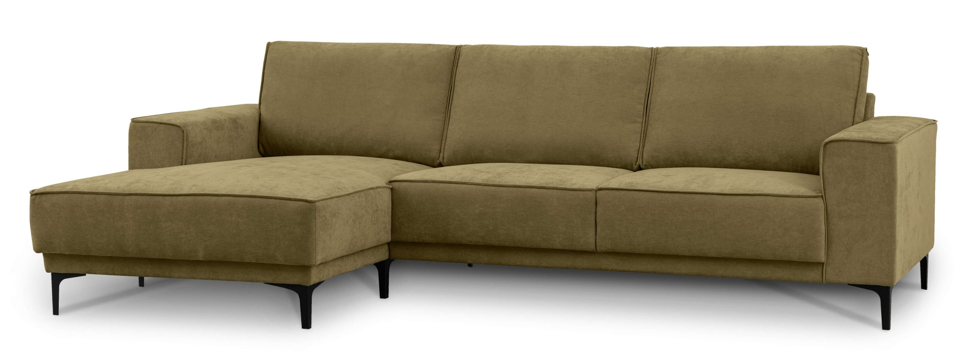 Places of Style Ecksofa »Polsterecke Oland, Struktur, Flachgewebe, Luxus-Microfaser, Boucle«, L-Form, 280 cm, Wellenunterfederung, Skandi-Design, Metallfüsse