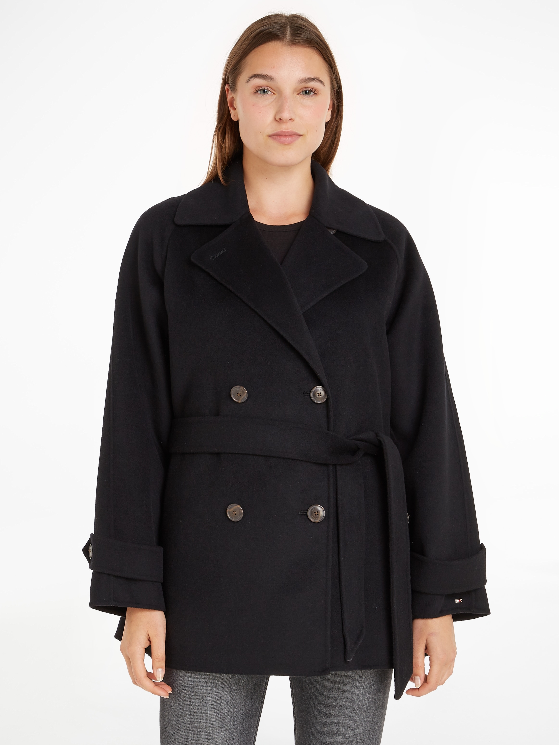 Tommy Hilfiger Kurzmantel »DF WOOL BLEND SHORT TRENCH«, mit Bindegürtel-Tommy Hilfiger 1