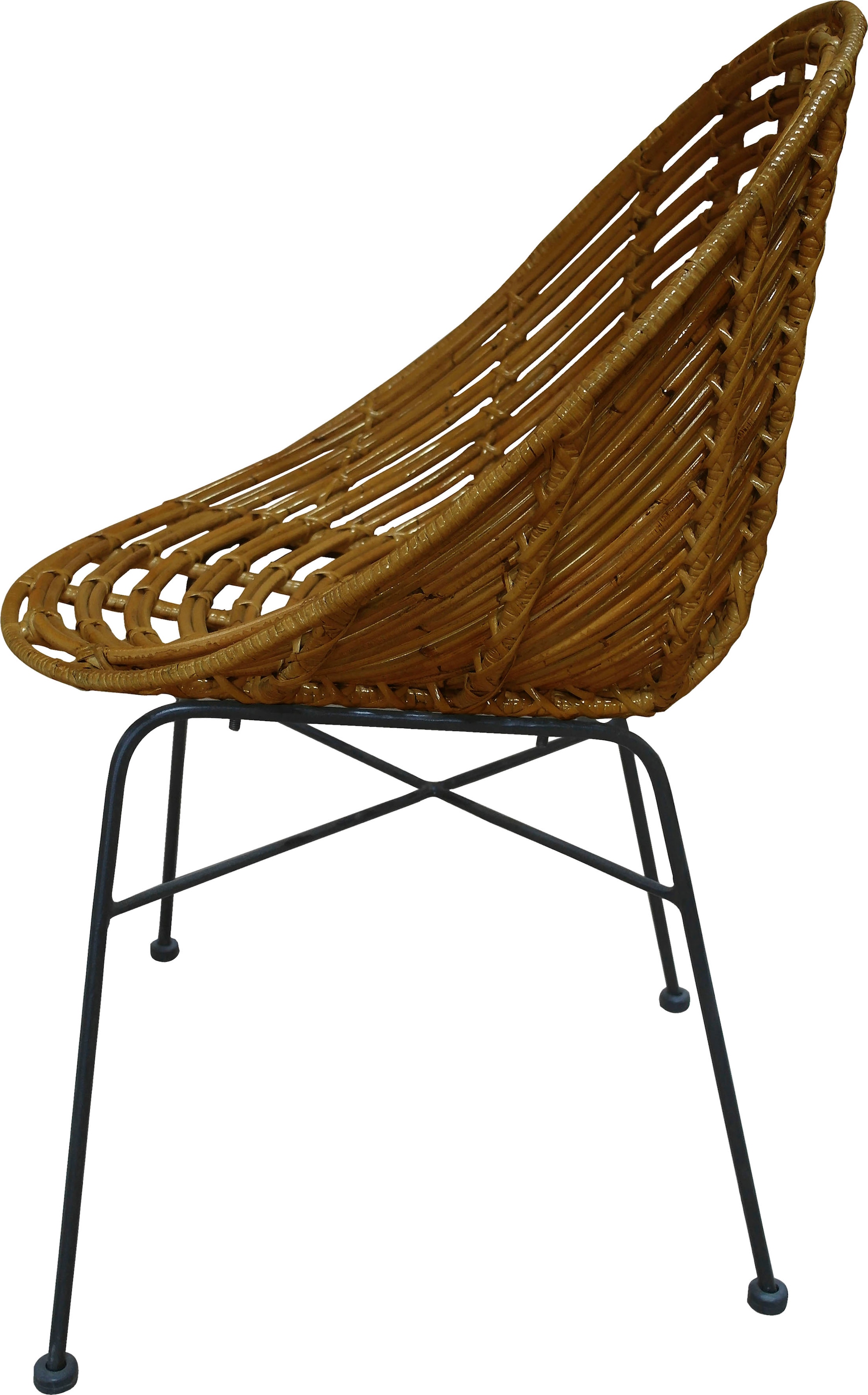 SIT Rattanstuhl »Rundsitz Rattan Metall Schwarz Natur Lounge Design« () 1 Stk.Rattanstuhl mit Rundsitz aus Rattan & Metall im Lounge Design