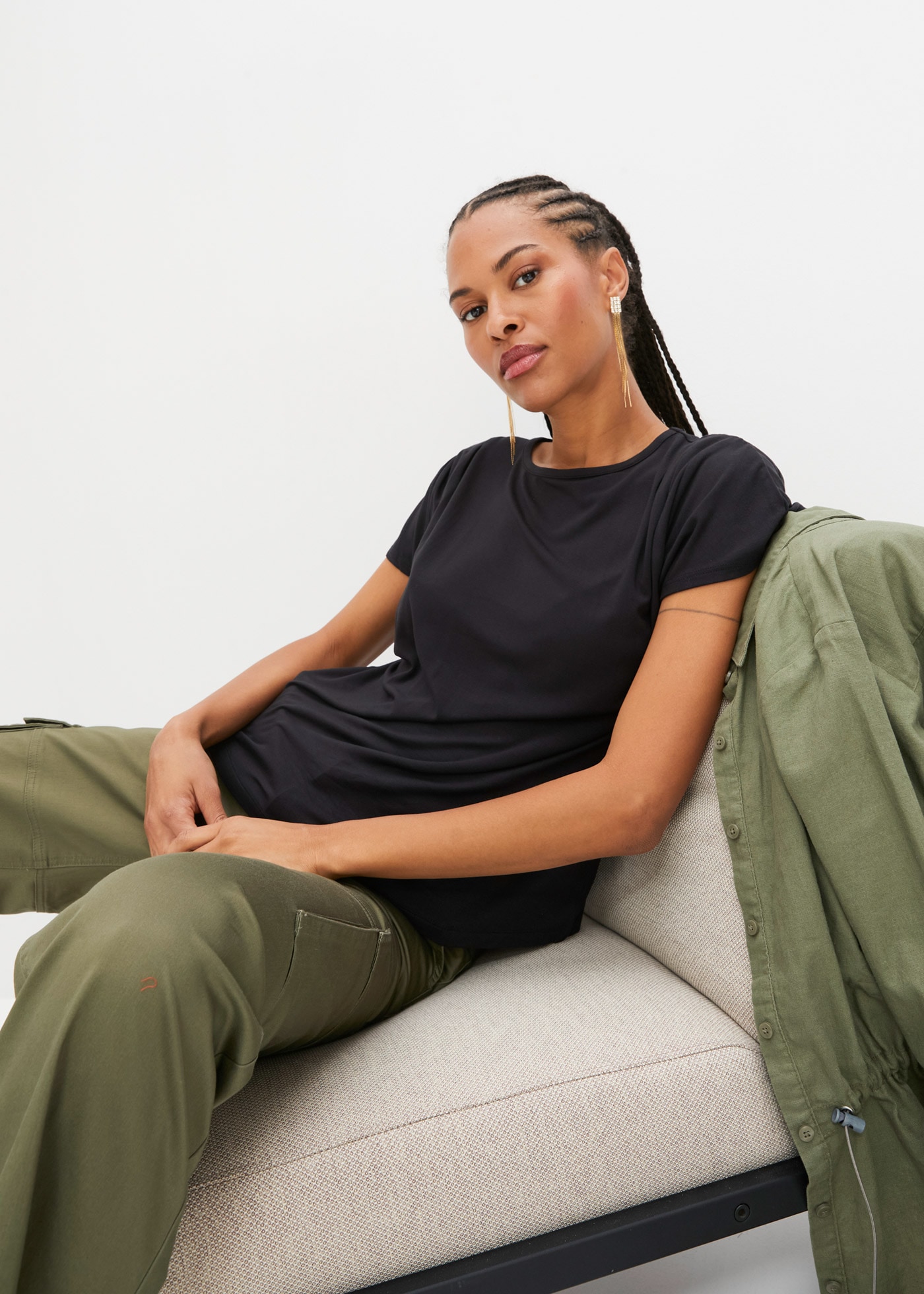 bonprix T-shirt Oversize-Passform, Kurzarm, mit Raffung an der Schulter