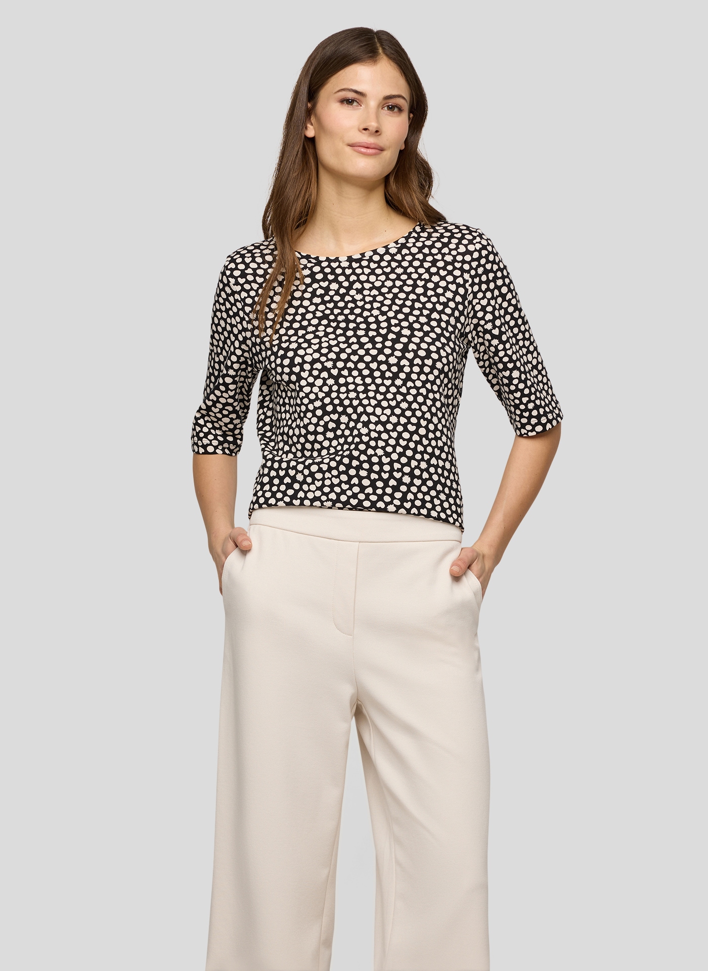 Rabe Rundhalsshirt Sommershirt mit Allover-Muster