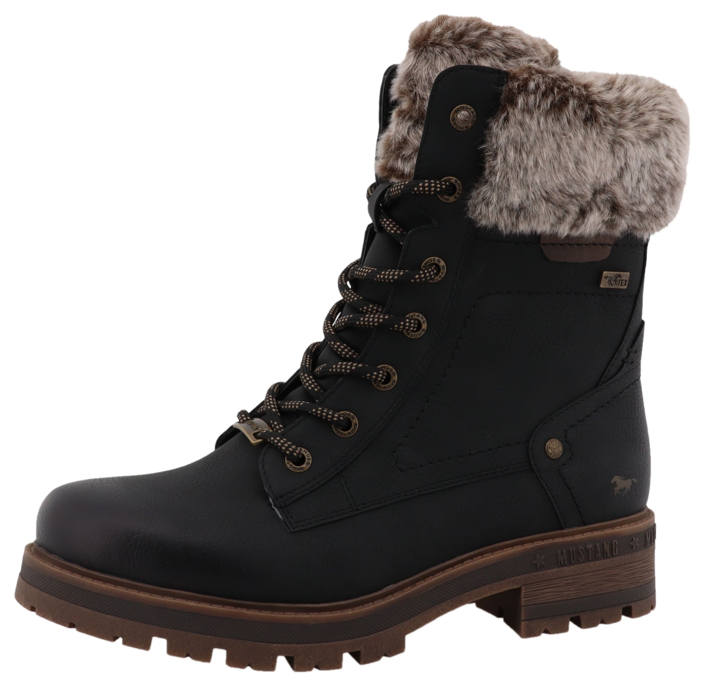 Image of Mustang Shoes Winterstiefelette "Darleen" Winterboots mit Fellimitatkragen