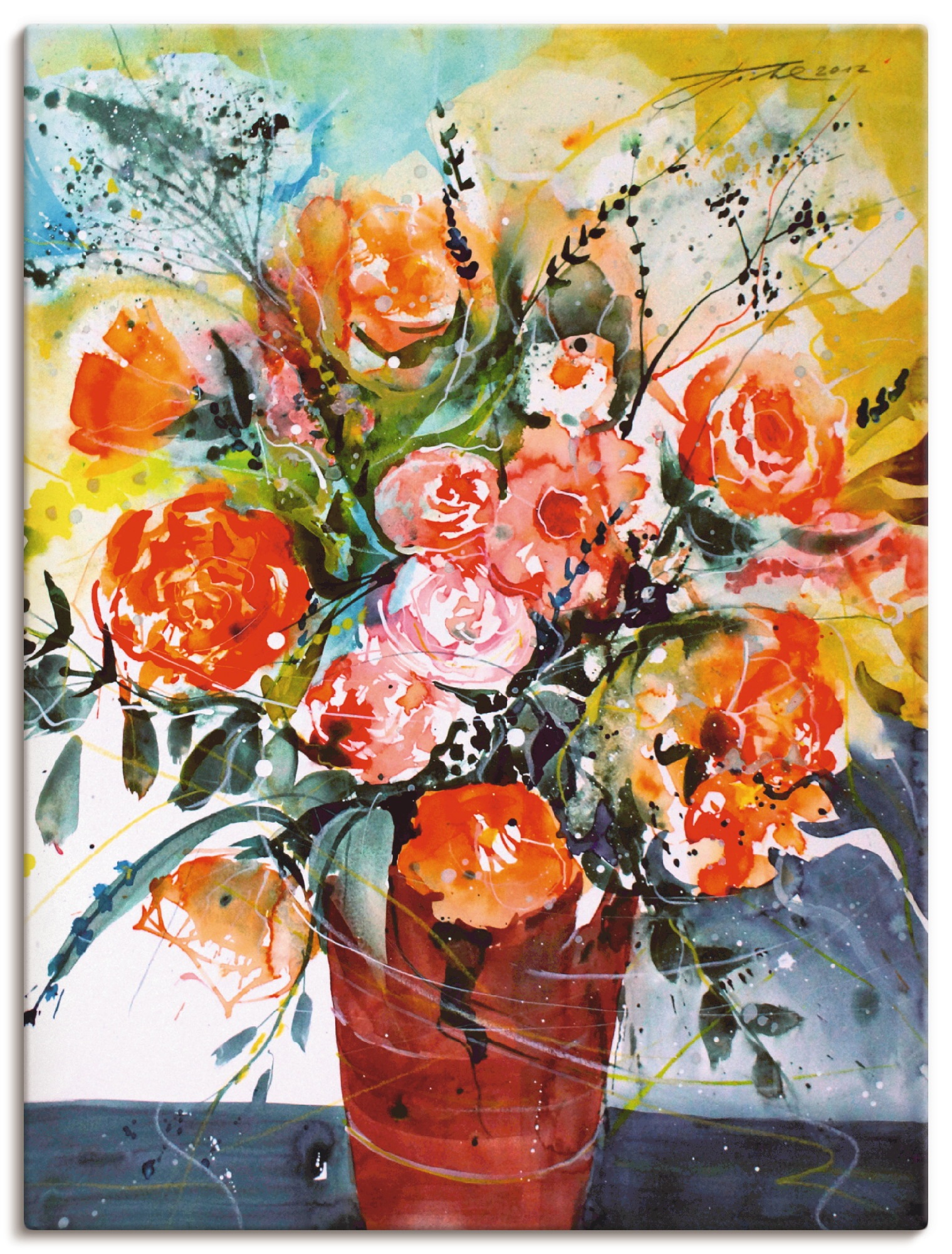 Image of Artland Wandbild »Rosen in brauner Vase«, Blumen, (1 St.), in vielen Grössen & Produktarten - Alubild / Outdoorbild für den Aussenbereich, Leinwandbild, Poster, Wandaufkleber / Wandtattoo auch für Badezimmer geeignet bei Ackermann Versand Schweiz