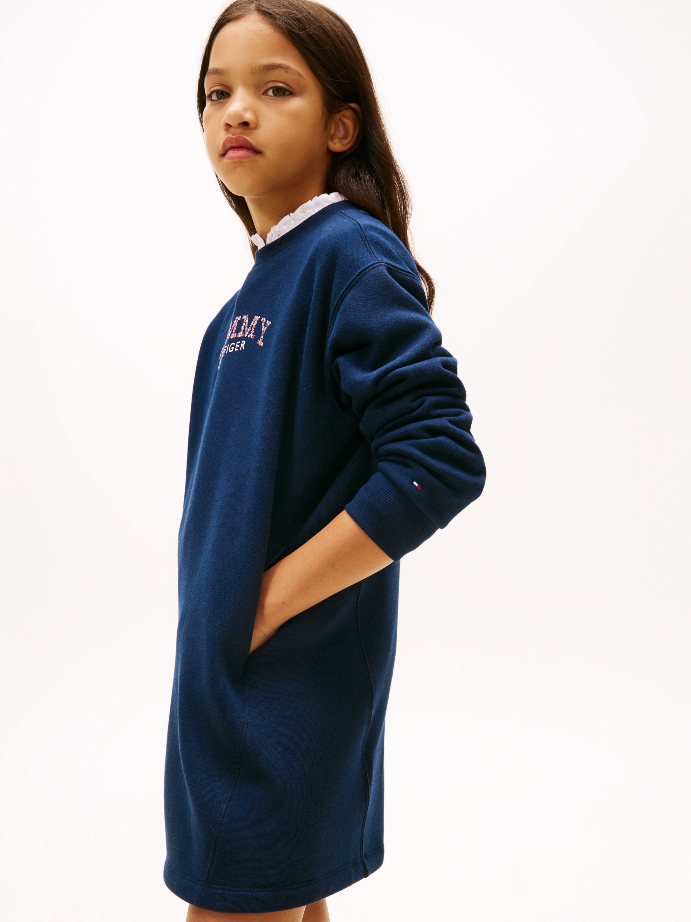 Tommy Hilfiger Sweatkleid »TOMMY PUFF FLOWER HWK DRESS LS« Eingrifftaschen Regular fit, für Kinder bis 16 Jahre