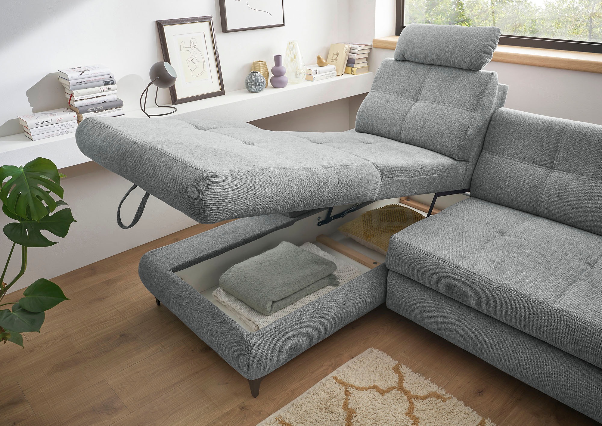 ED EXCITING DESIGN Ecksofa »Altona L-Form«, (2 St.), mit Bettfunktion, Bettkasten, Armteilverstellung & Kopfstützen