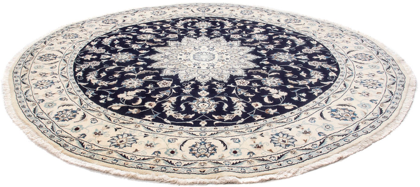 Image of morgenland Orientteppich »Perser - Nain rund - 243 x 243 cm - dunkelblau«, rund, 10 mm Höhe, Wohnzimmer, Handgeknüpft, Einzelstück mit Zertifikat bei Ackermann Versand Schweiz