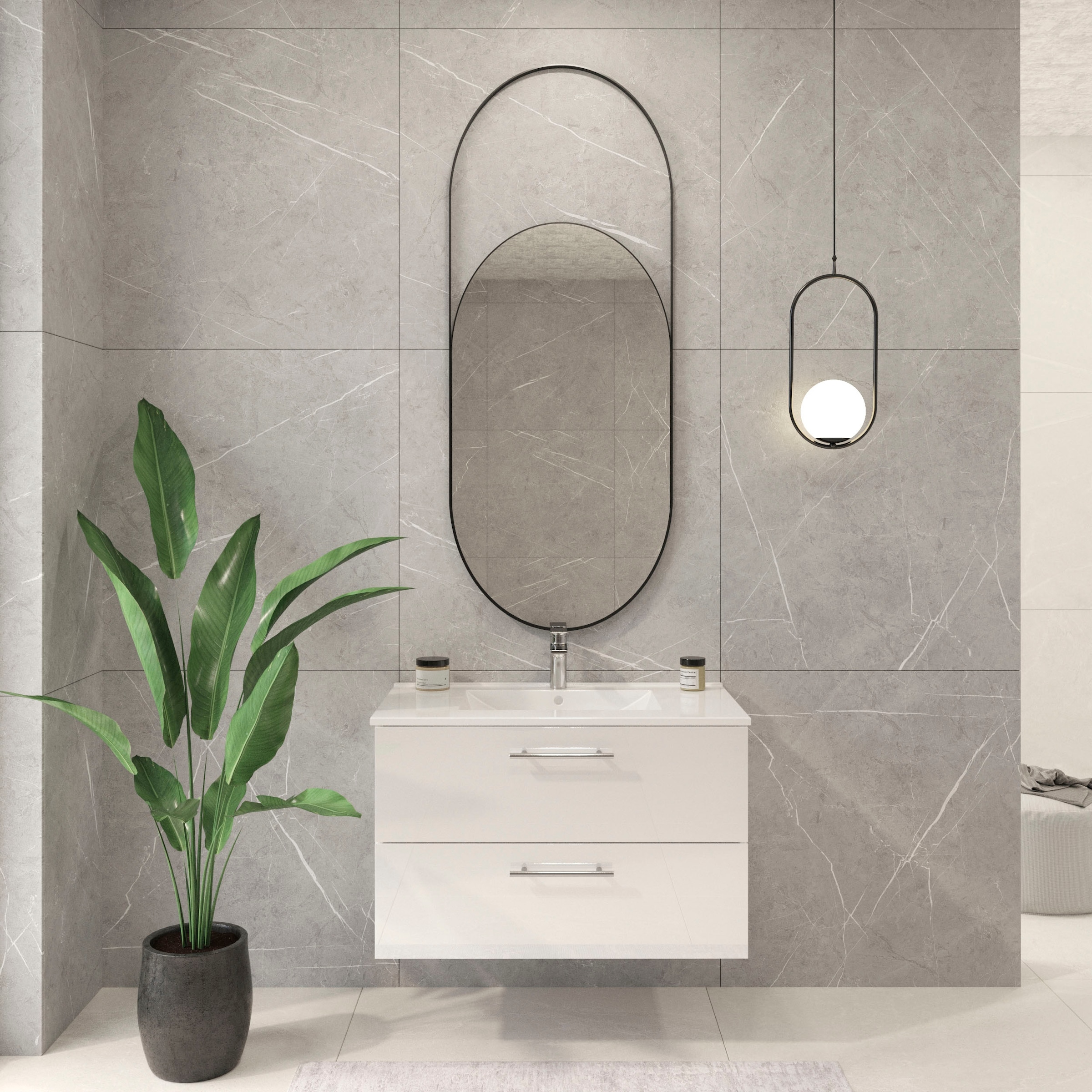 welltime Waschtisch »Athen Badschrank Badezimmer WC Unterschrank mit Becken« Set,  Waschplatz mit 2 Schubladen , Breite 80cm Softclose Bad