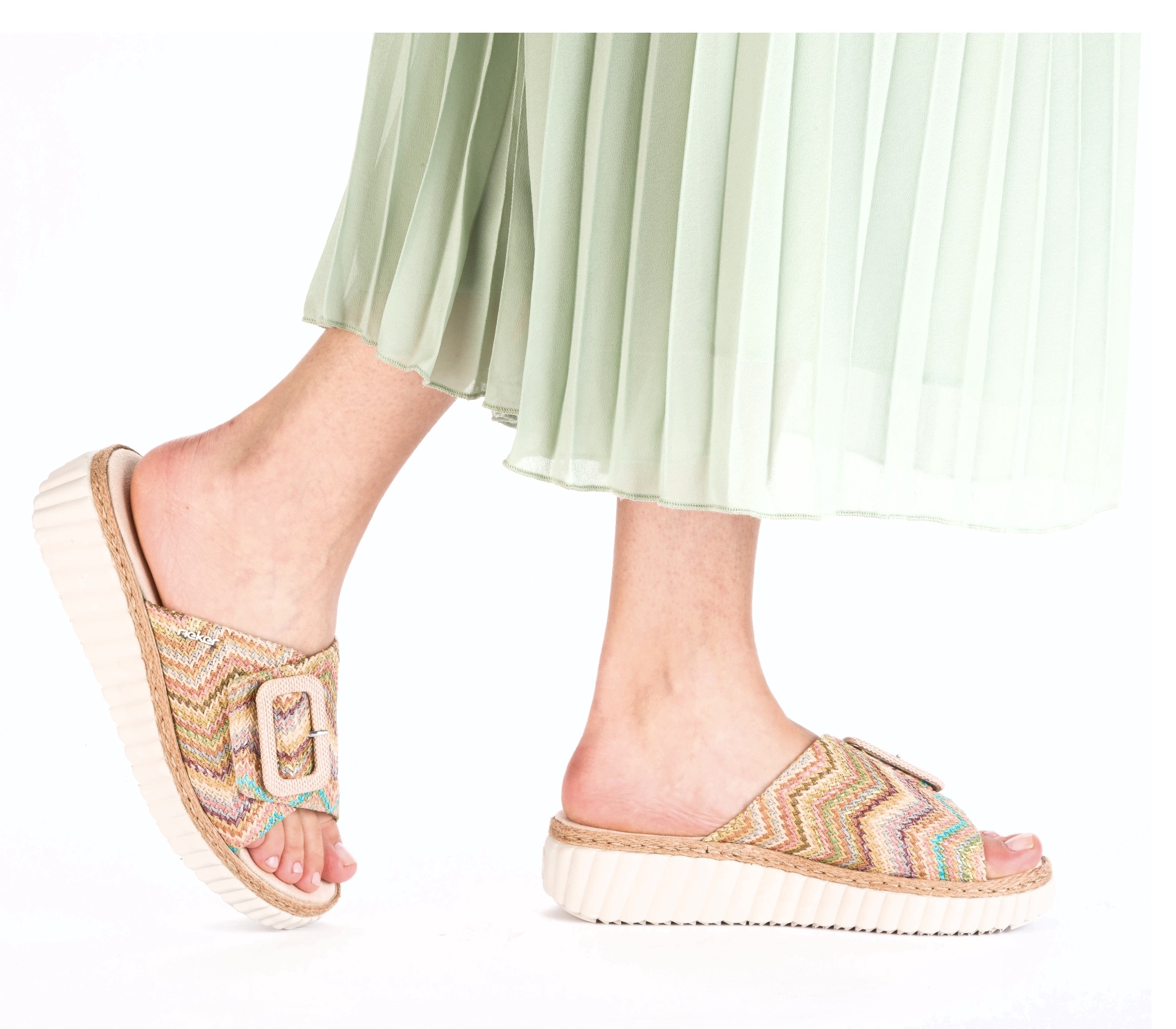 Rieker Keilpantolette  Sommerschuh, Strandschuh, Hausschuh mit praktischem Klettverschluss